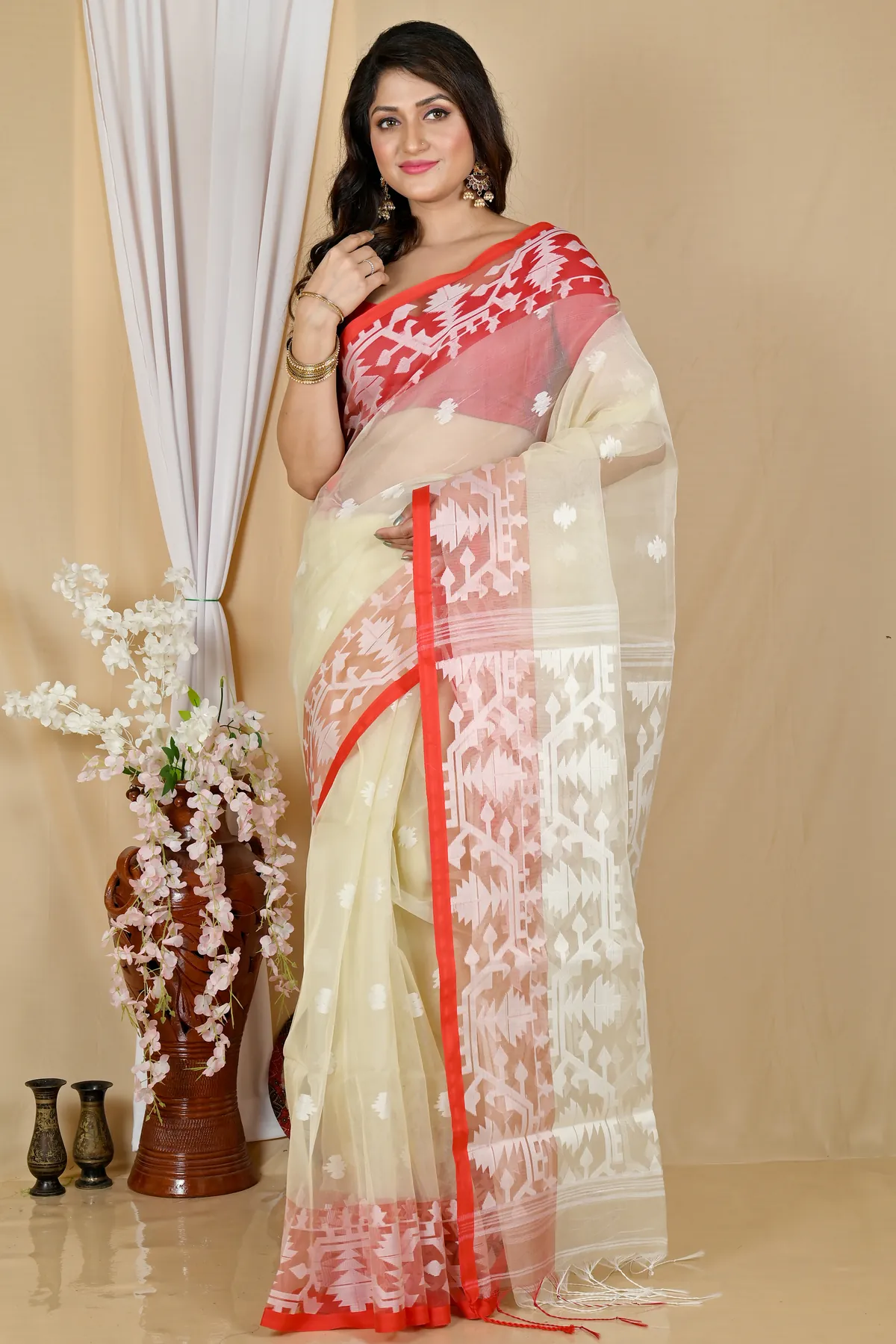DipDiya Cotton Cream Monimal Effortless Tradition Muslin sarees