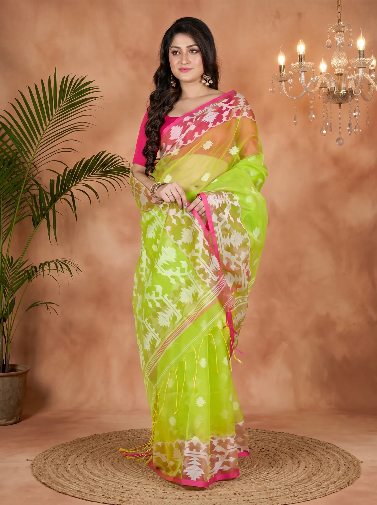 DipDiya Cotton Green Monimal Crafted in Bengal Muslin sarees