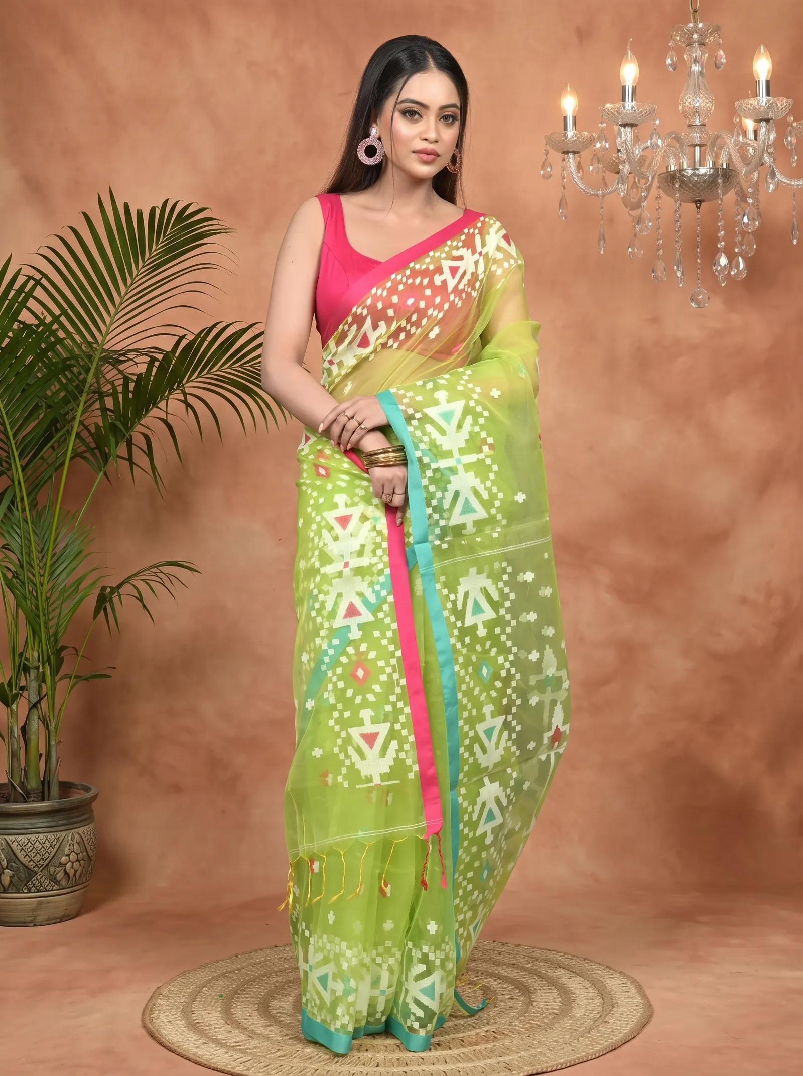 DipDiya Cotton Green Nopvi Bengali Heritage Muslin sarees