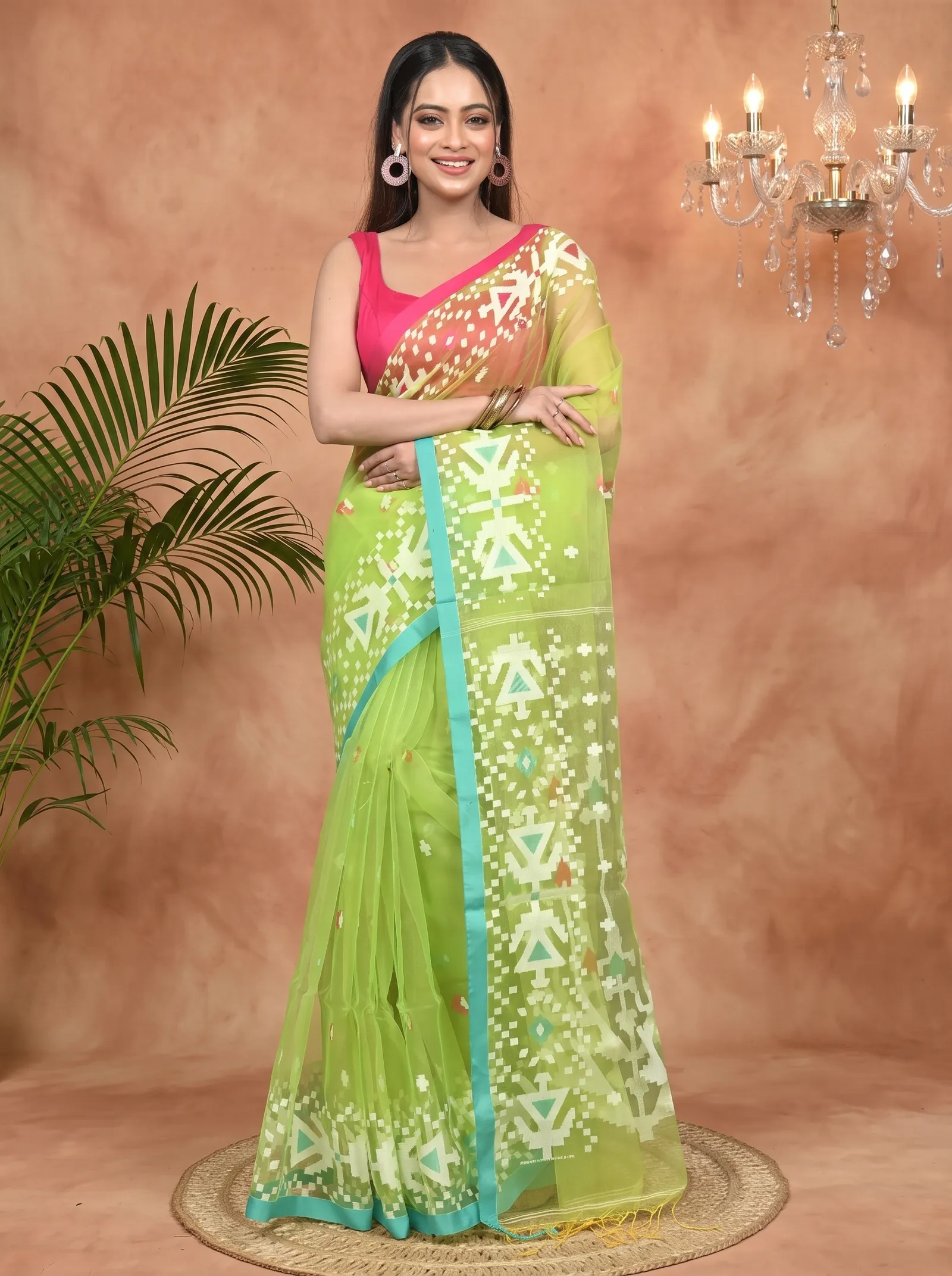 DipDiya Cotton Green Nopvi Bengali Heritage Muslin sarees
