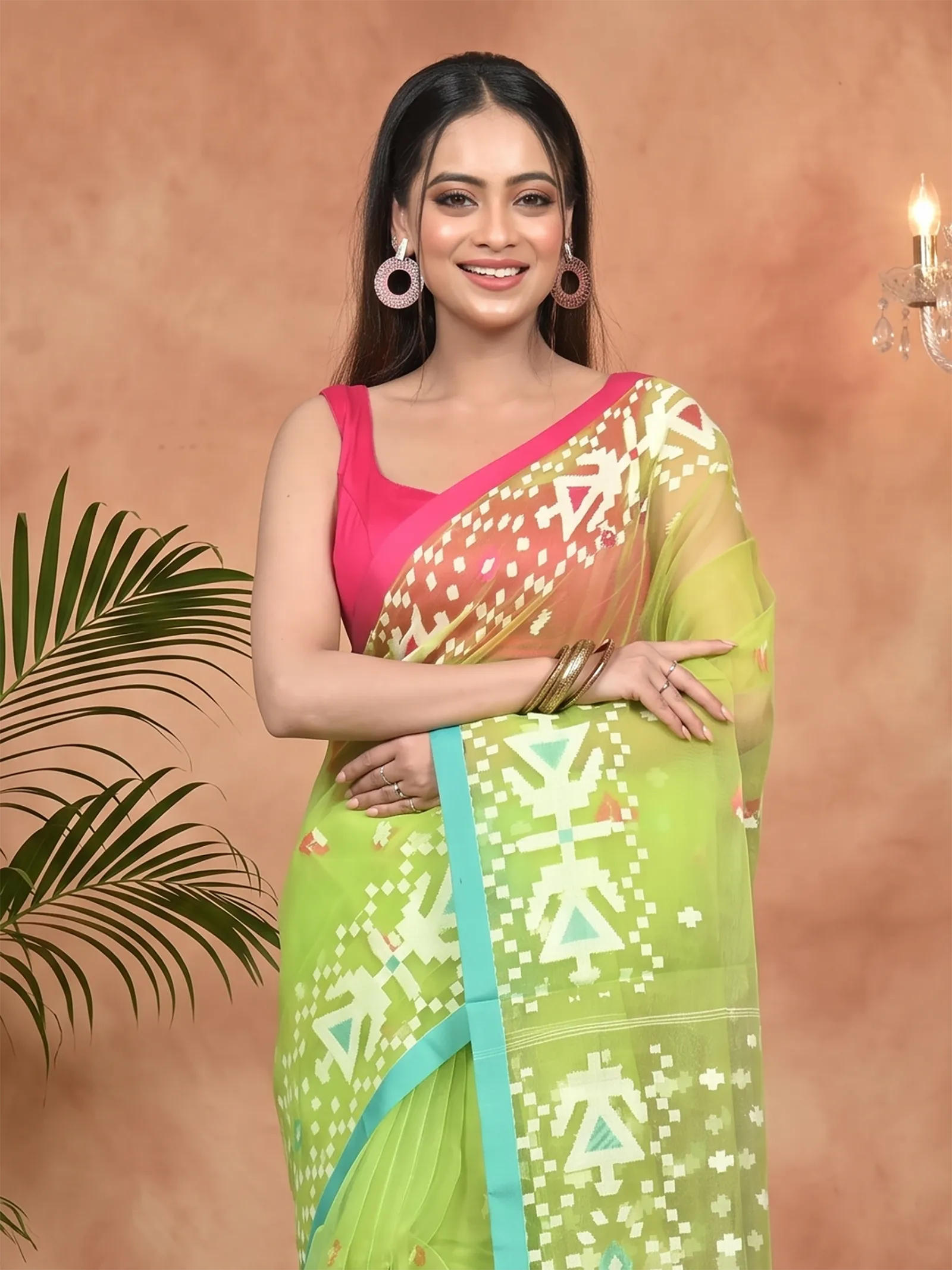 DipDiya Cotton Green Nopvi Bengali Heritage Muslin sarees