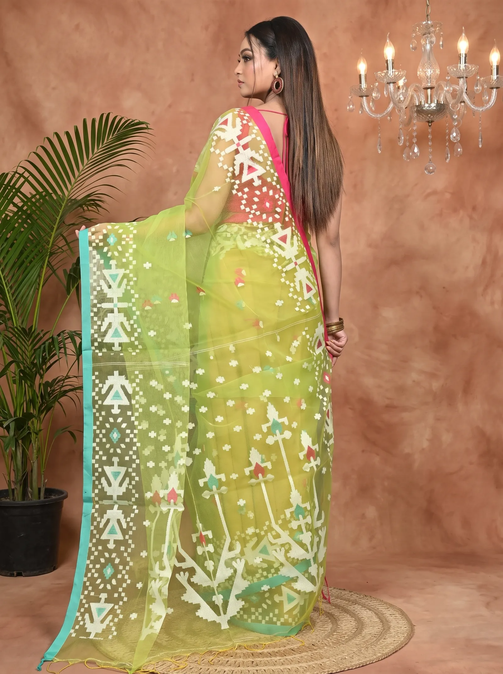 DipDiya Cotton Green Nopvi Bengali Heritage Muslin sarees