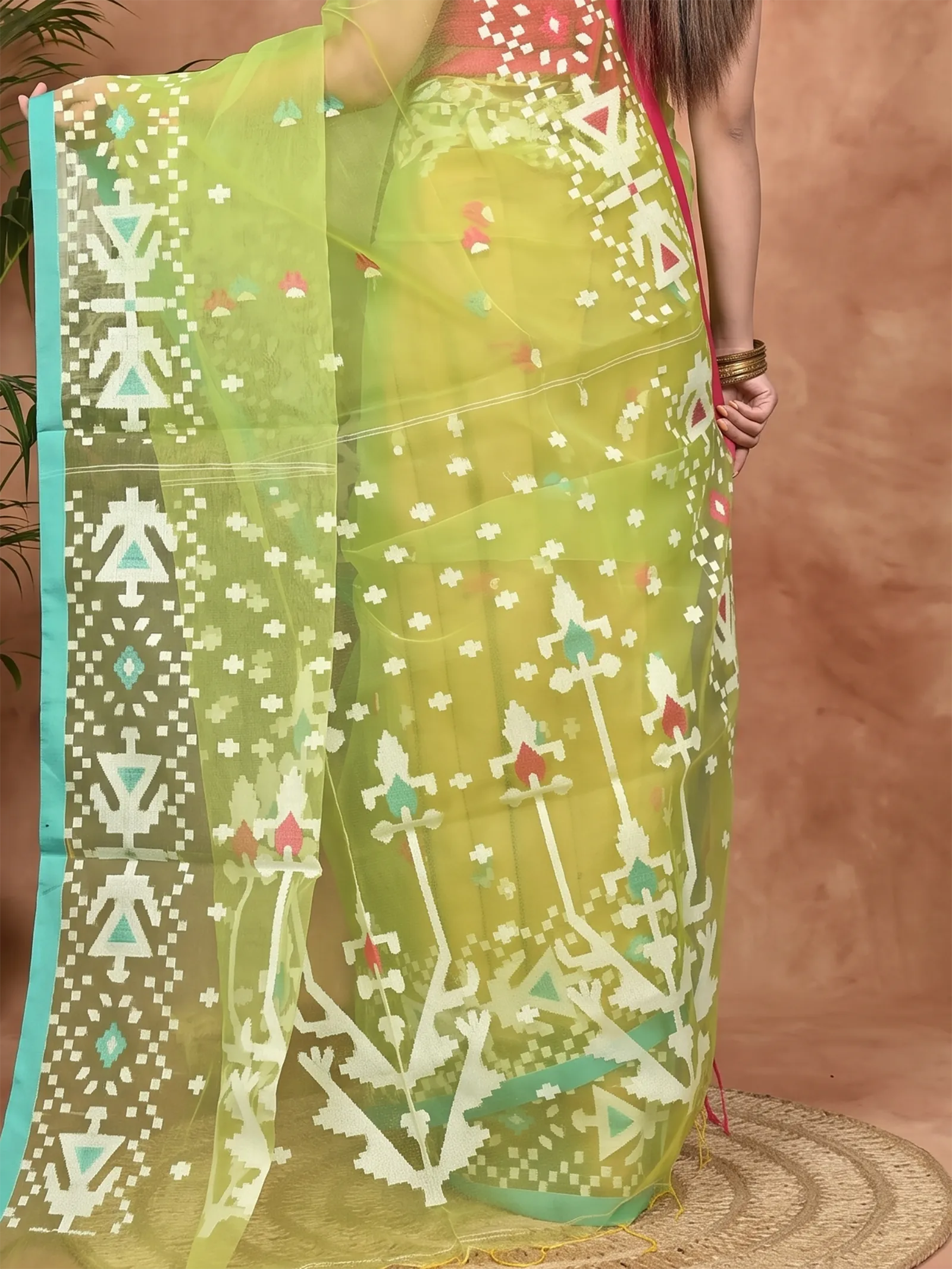 DipDiya Cotton Green Nopvi Bengali Heritage Muslin sarees