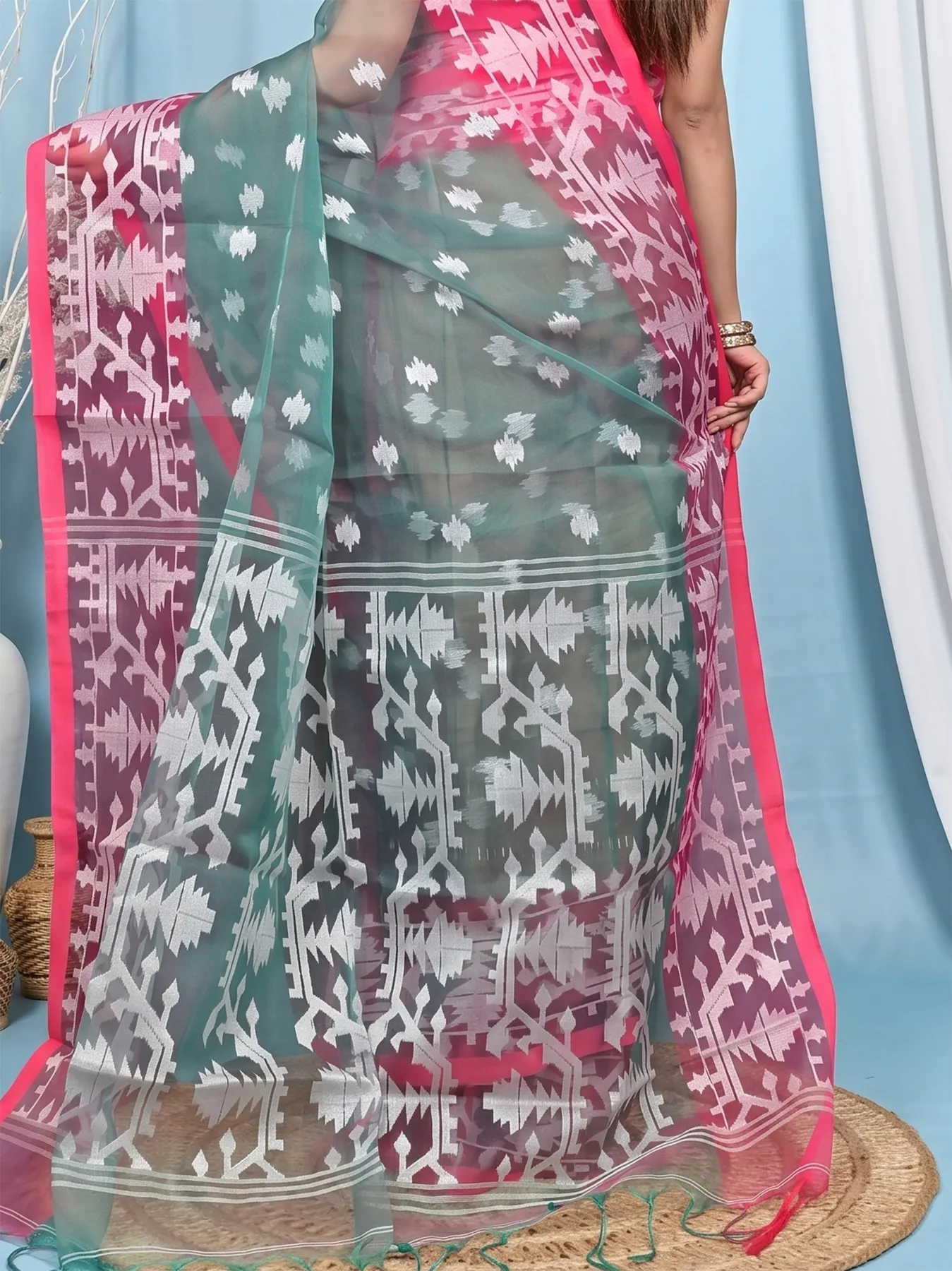 DipDiya Cotton Light Green Monimal Heritage of Bengali Muslin sarees