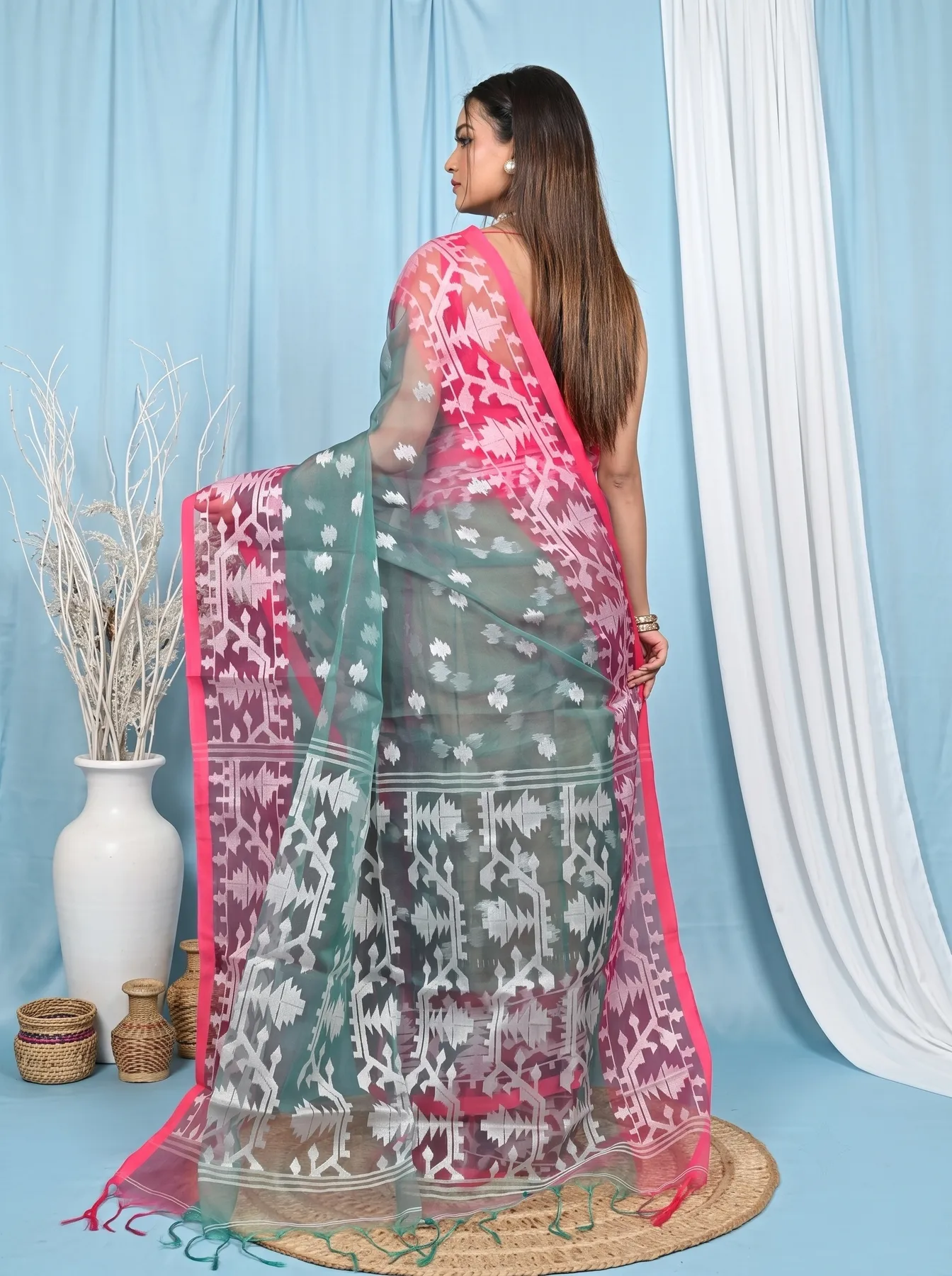 DipDiya Cotton Light Green Monimal Heritage of Bengali Muslin sarees