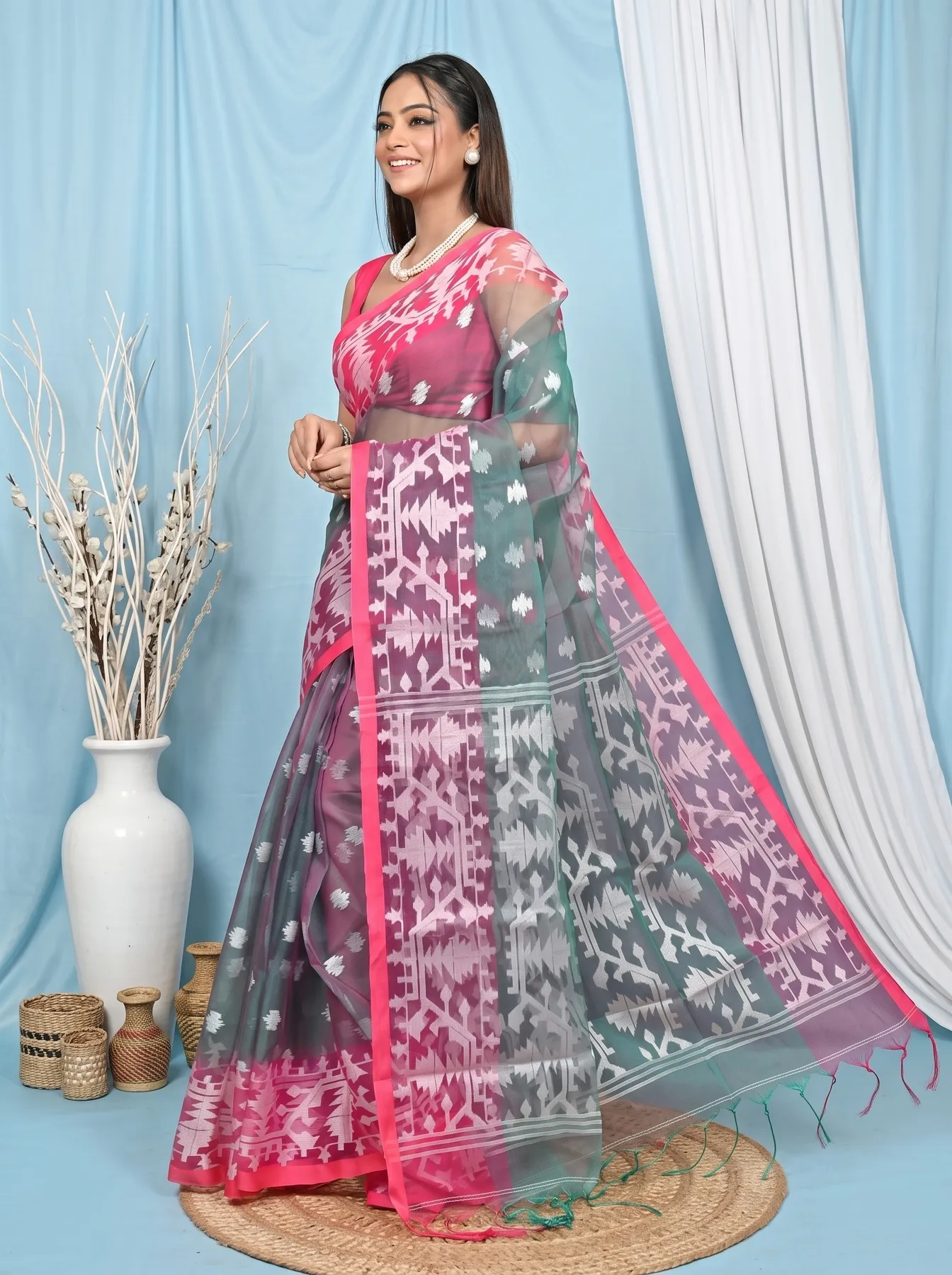 DipDiya Cotton Light Green Monimal Heritage of Bengali Muslin sarees