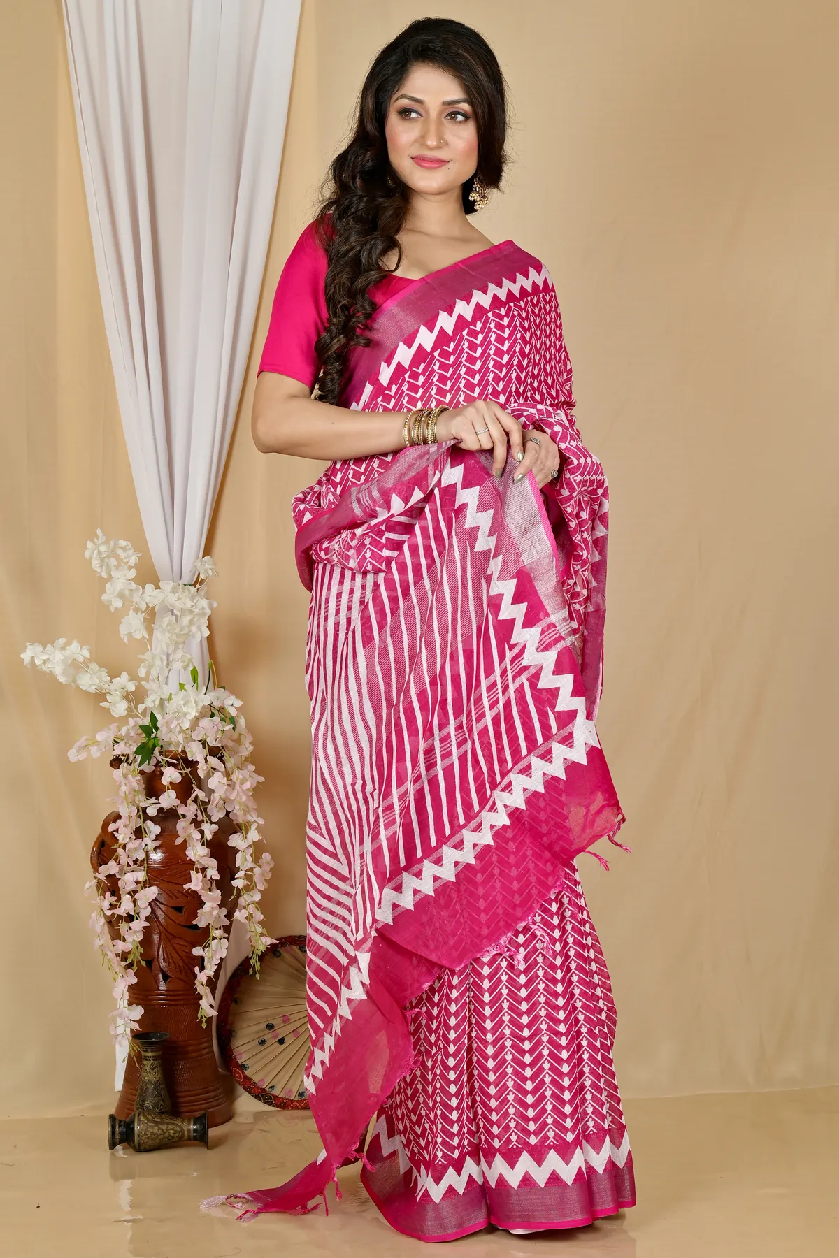 DipDiya Cotton Light Purple Sebai Bengal’s Legacy Batik Print Sarees