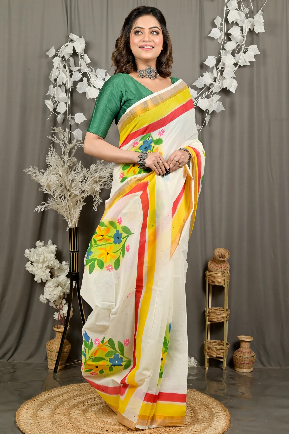 DipDiya Cotton Multi Color Hataka A Legacy Woven Hand Painted Sarees