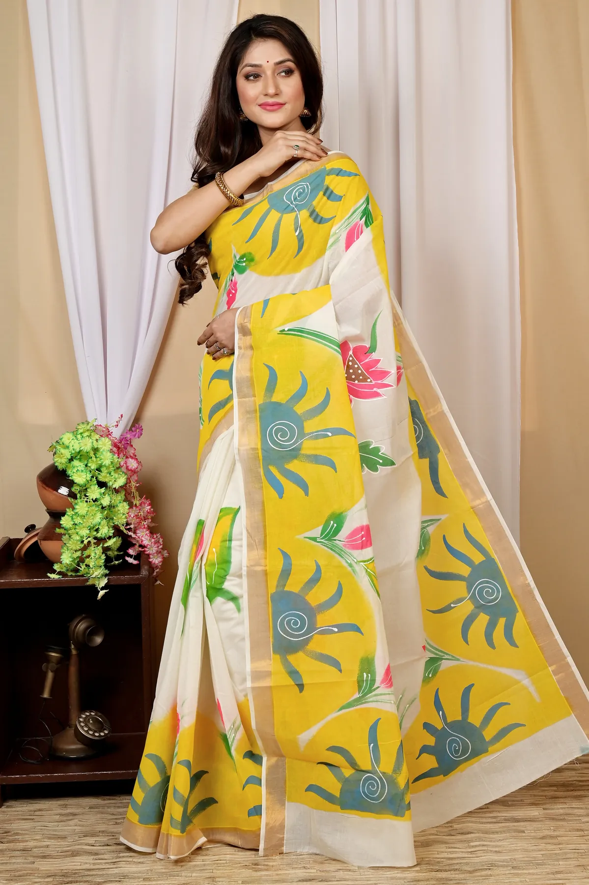 DipDiya Cotton Multi Color Hataka A Legacy Wovens Hand Painted Sarees