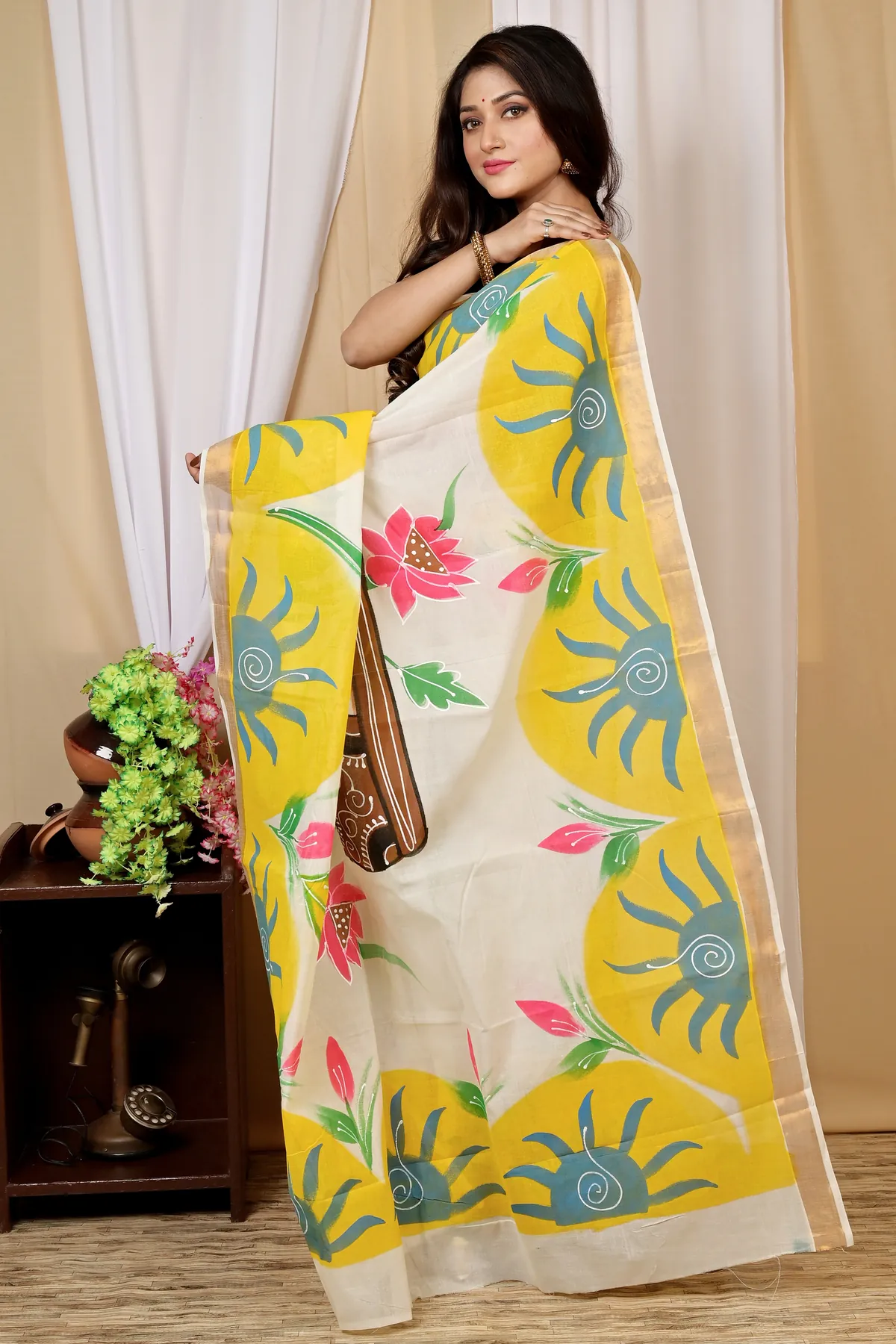 DipDiya Cotton Multi Color Hataka A Legacy Wovens Hand Painted Sarees