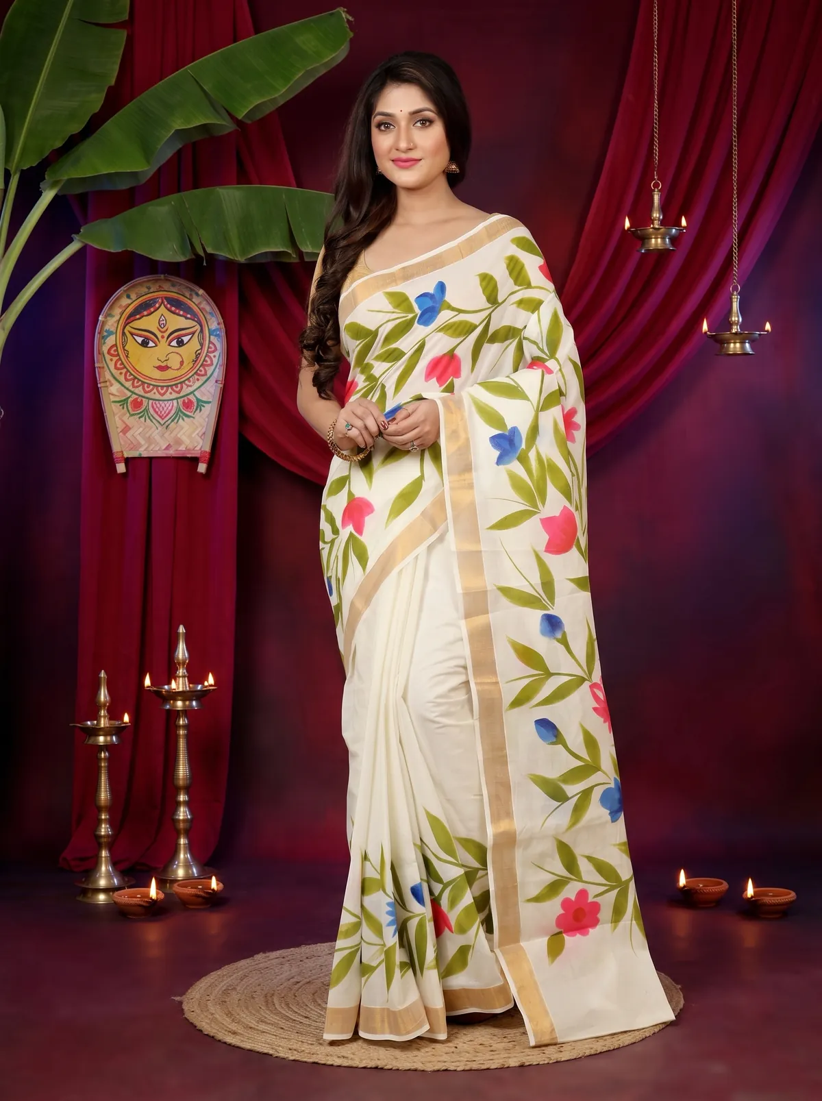 DipDiya Cotton Multi Color Hataka Artisan Wovens Hand Painted Sarees