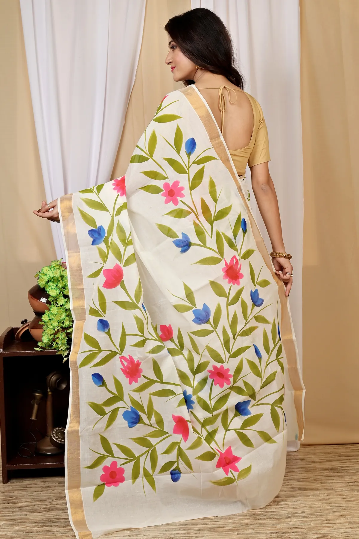 DipDiya Cotton Multi Color Hataka Artisan Wovens Hand Painted Sarees