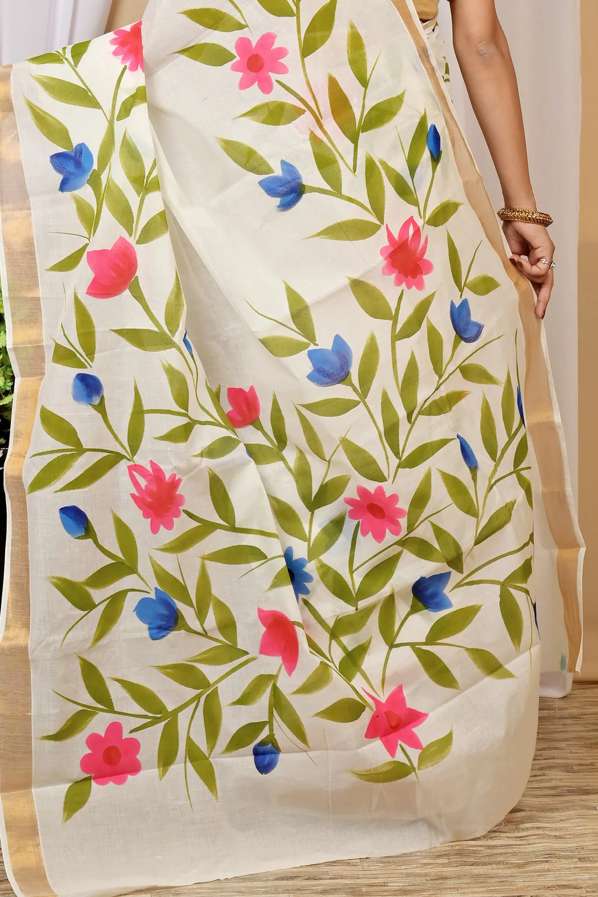 DipDiya Cotton Multi Color Hataka Artisan Wovens Hand Painted Sarees