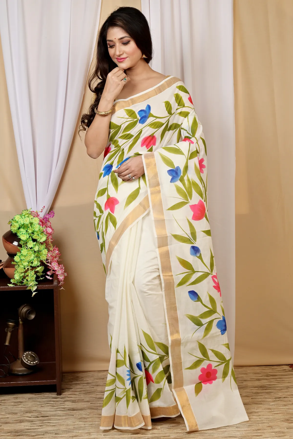 DipDiya Cotton Multi Color Hataka Artisan Wovens Hand Painted Sarees