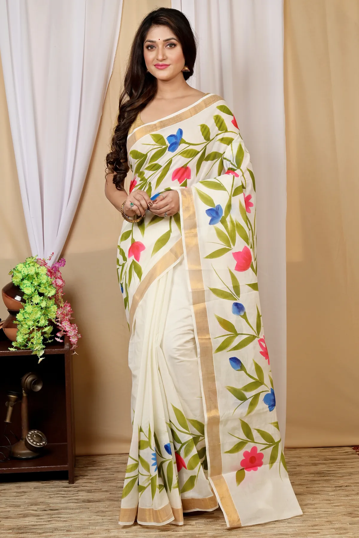 DipDiya Cotton Multi Color Hataka Artisan Wovens Hand Painted Sarees