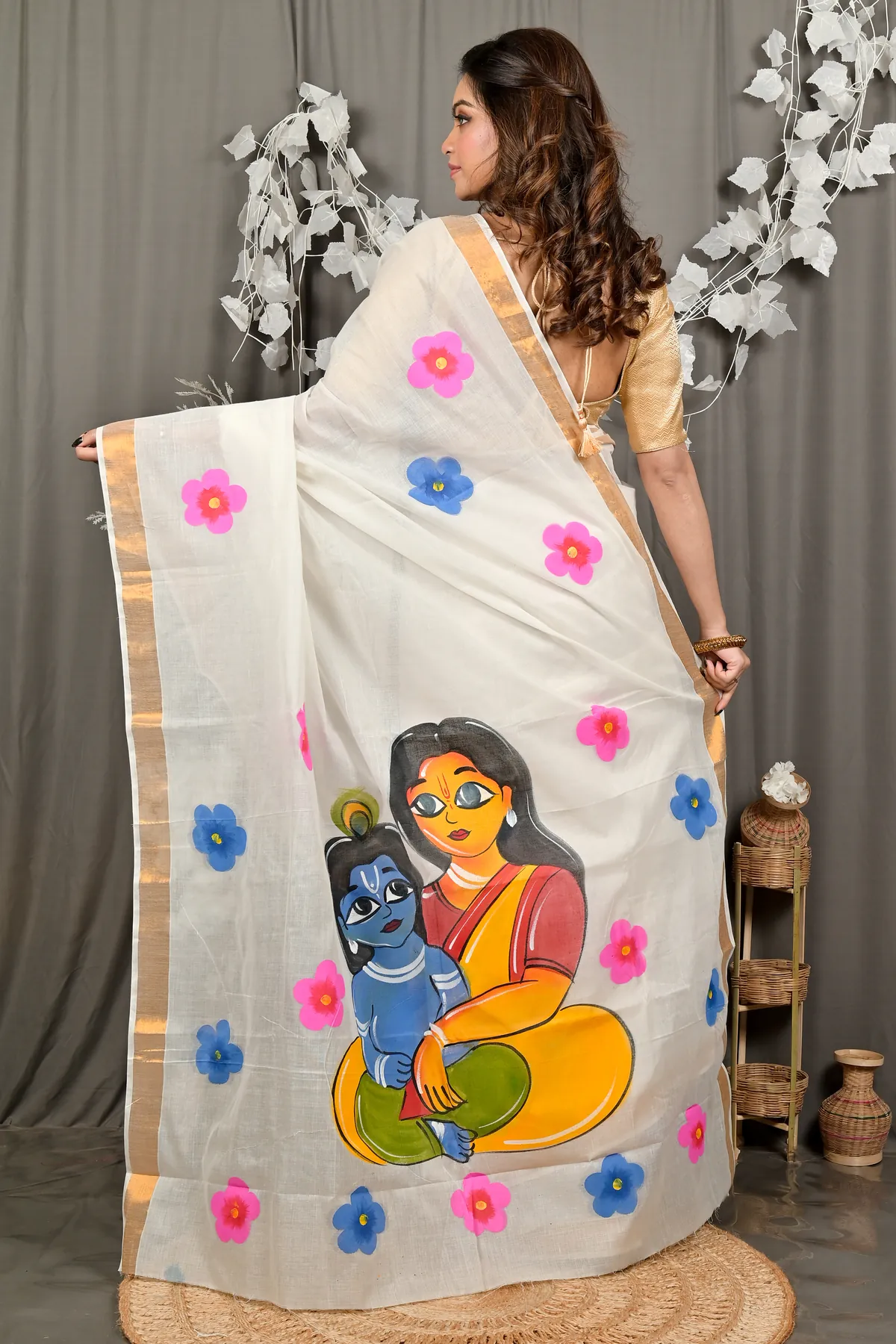 DipDiya Cotton Multi Color Hataka Bengal in Every Thread Hand Painted Sarees