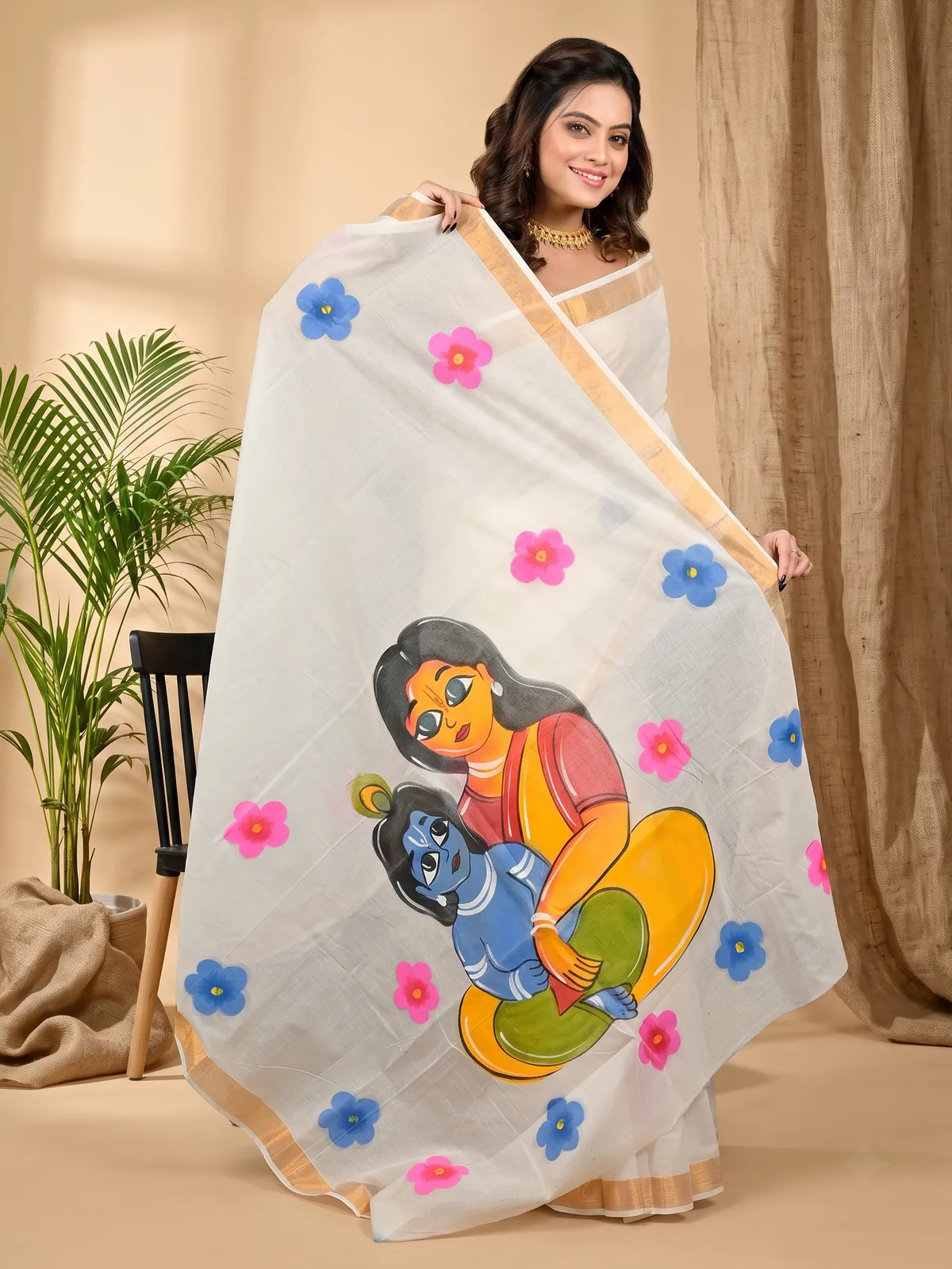 DipDiya Cotton Multi Color Hataka Bengal in Every Thread Hand Painted Sarees