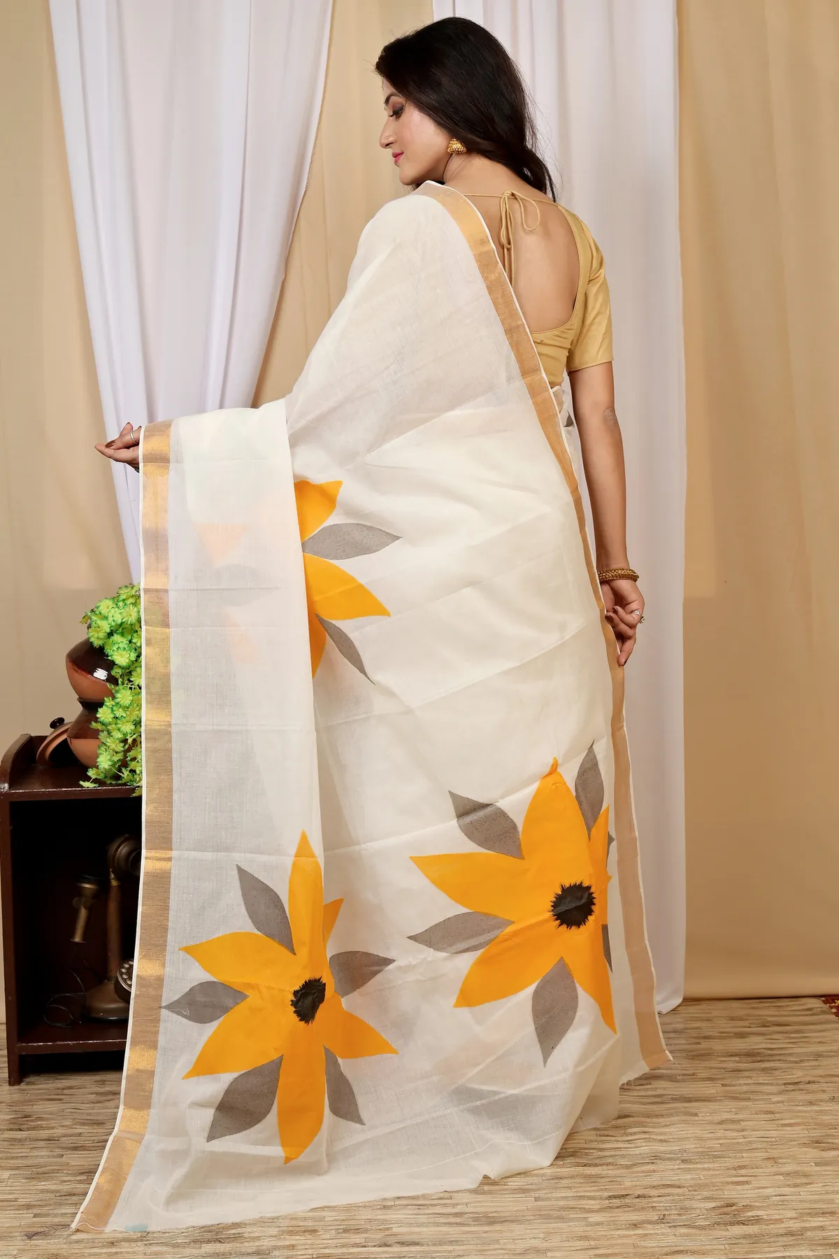 DipDiya Cotton Multi Color Hataka Bengal in Every Threads Hand Painted Sarees