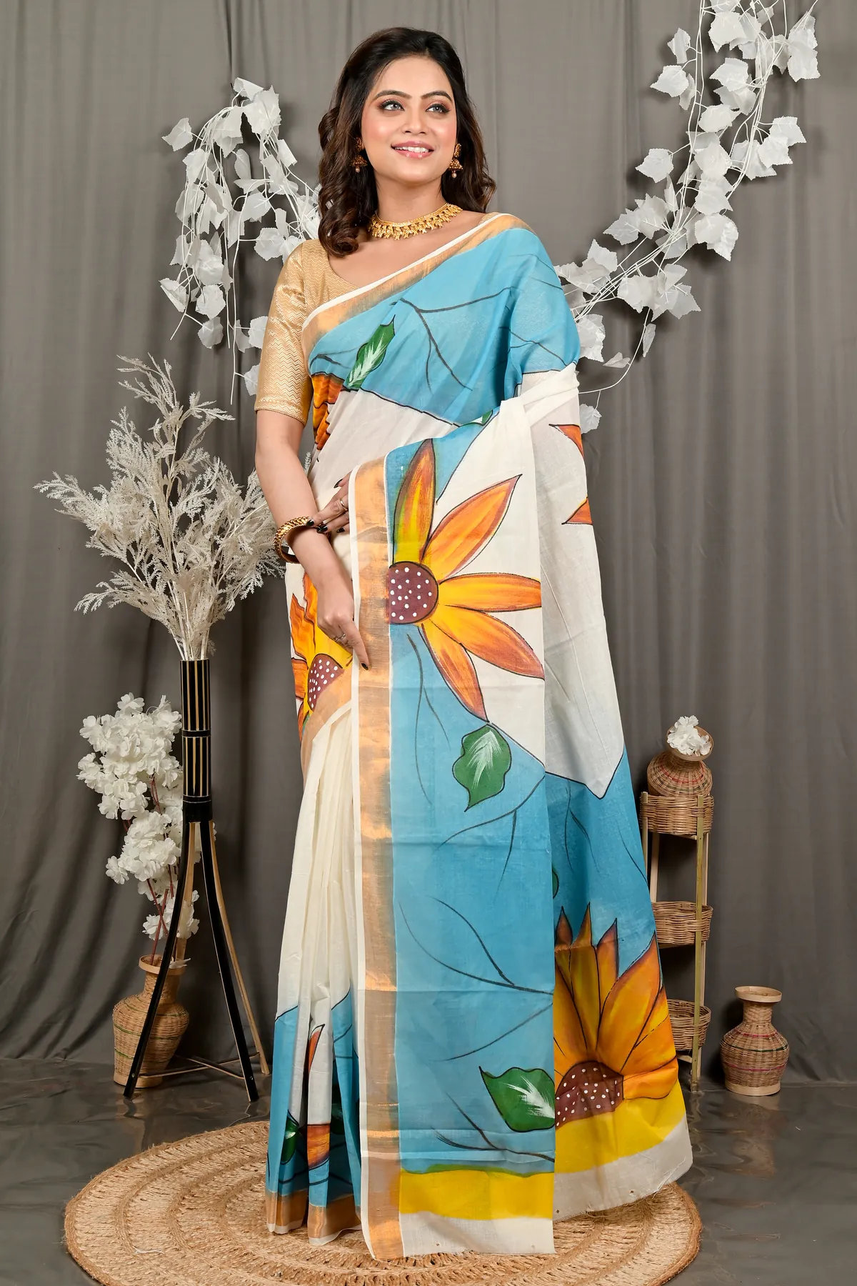 DipDiya Cotton Multi Color Hataka Bengal’s Legacy Hand Painted Sarees