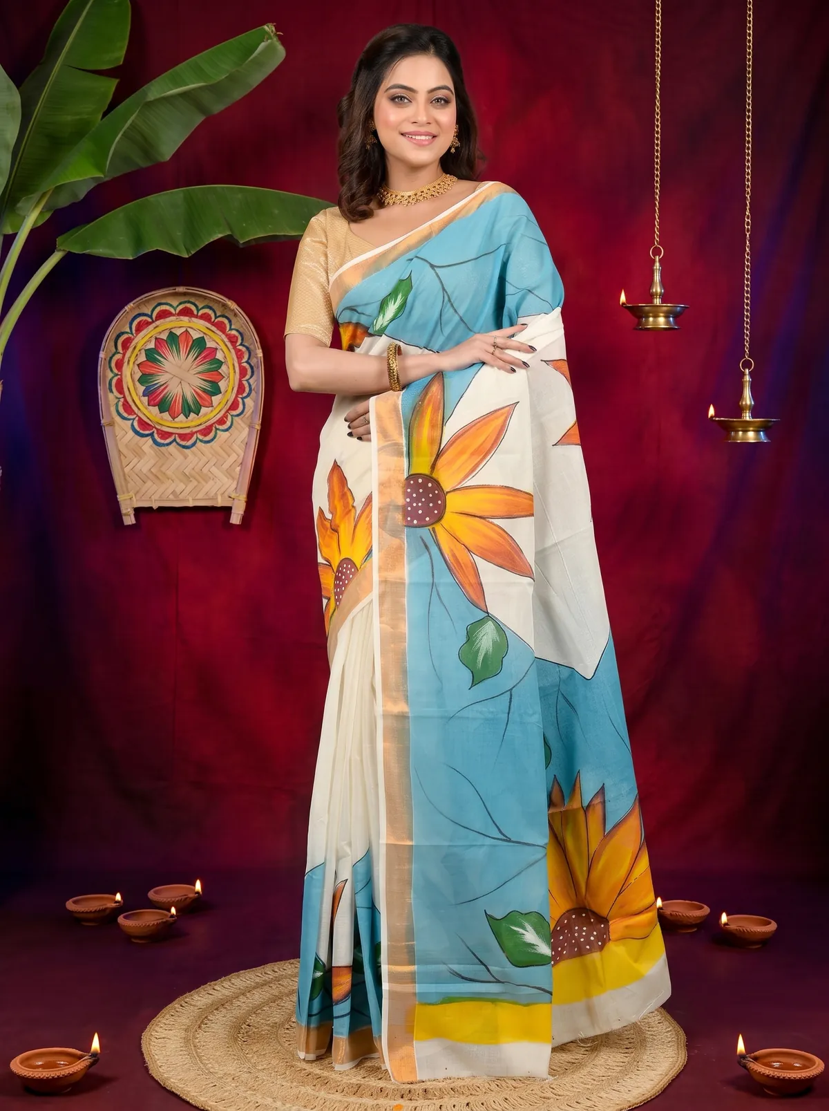 DipDiya Cotton Multi Color Hataka Bengal’s Legacy Hand Painted Sarees