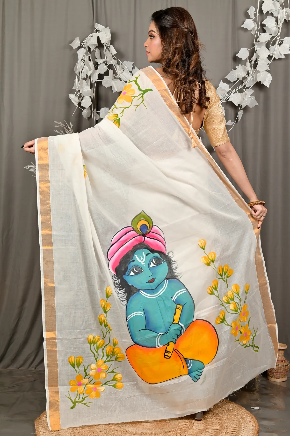 DipDiya Cotton Multi Color Hataka Bengal’s Tradition Hand Painted Sarees
