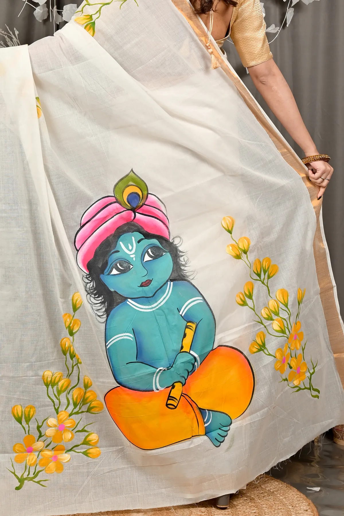 DipDiya Cotton Multi Color Hataka Bengal’s Tradition Hand Painted Sarees