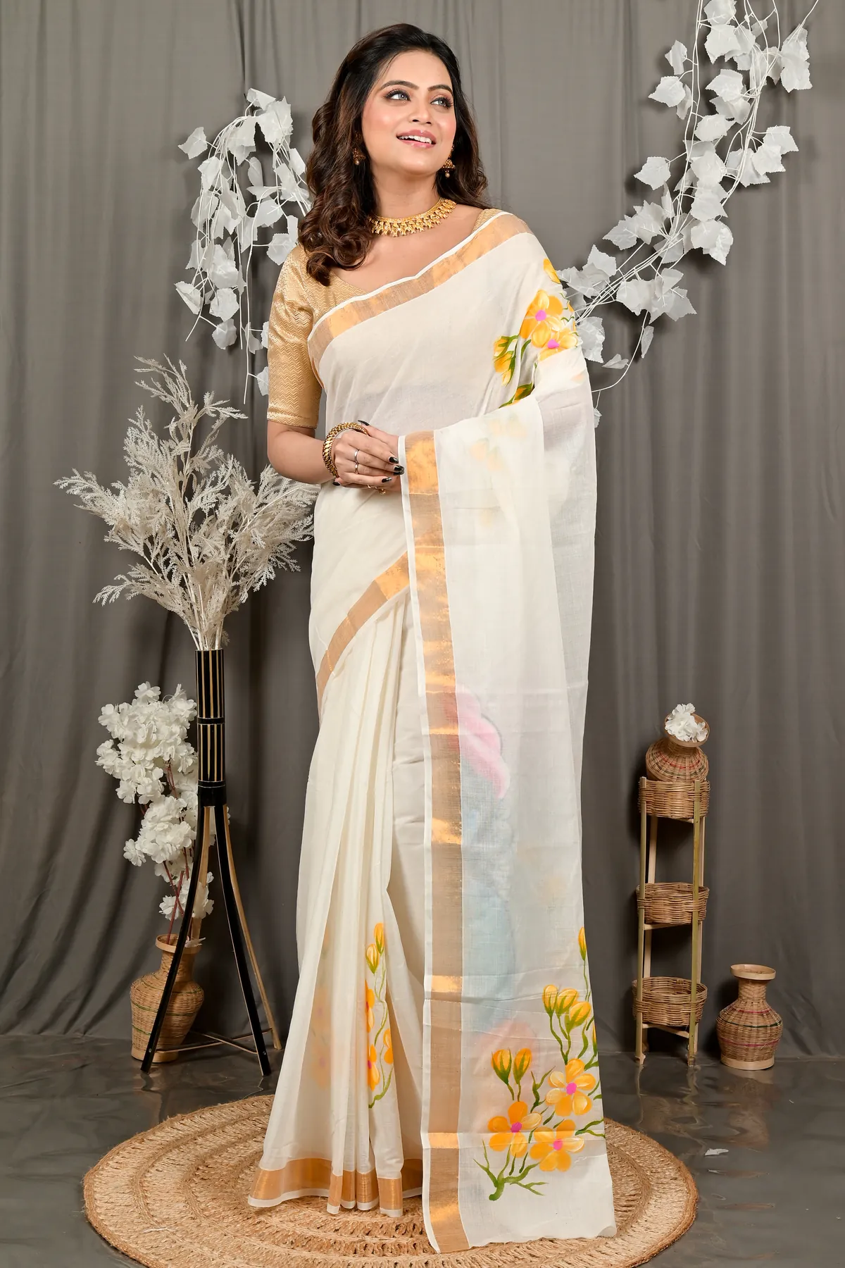 DipDiya Cotton Multi Color Hataka Bengal’s Tradition Hand Painted Sarees