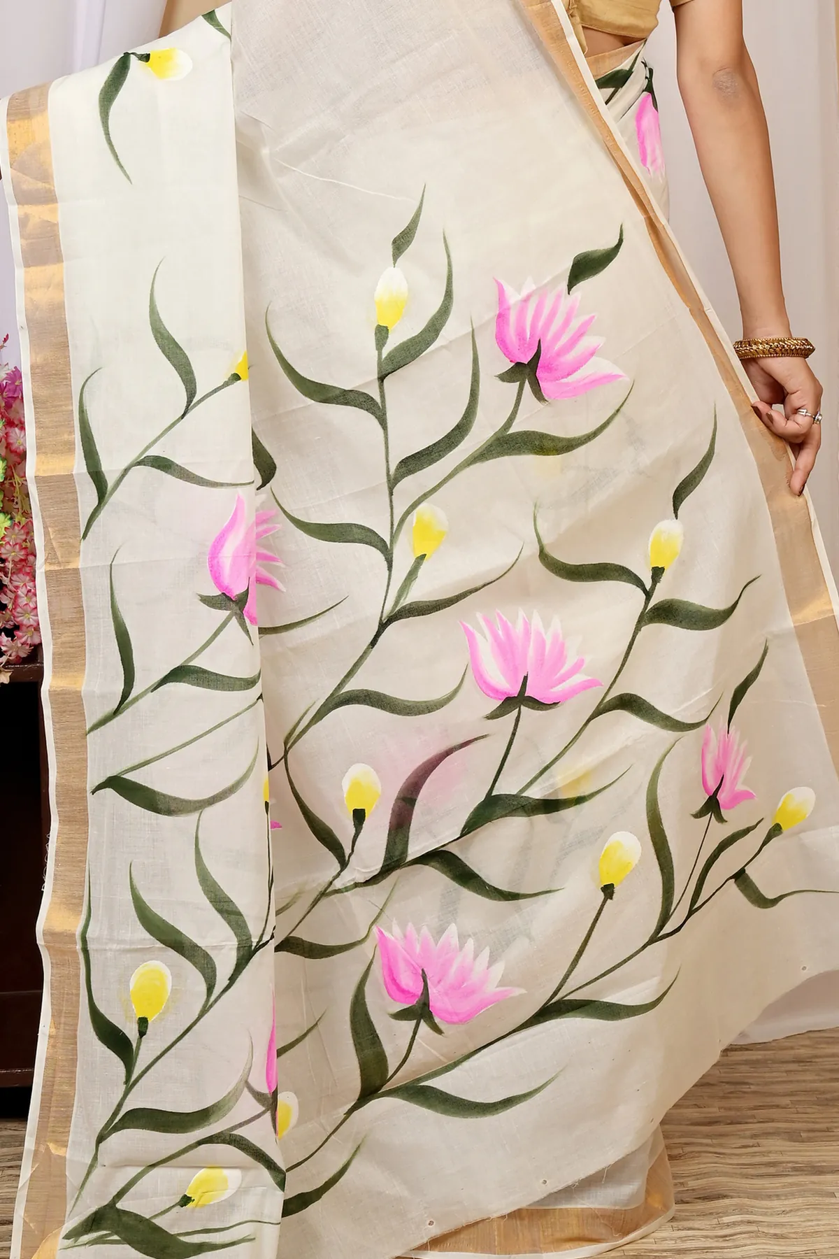 DipDiya Cotton Multi Color Hataka Bengal’s Traditions Hand Painted Sarees