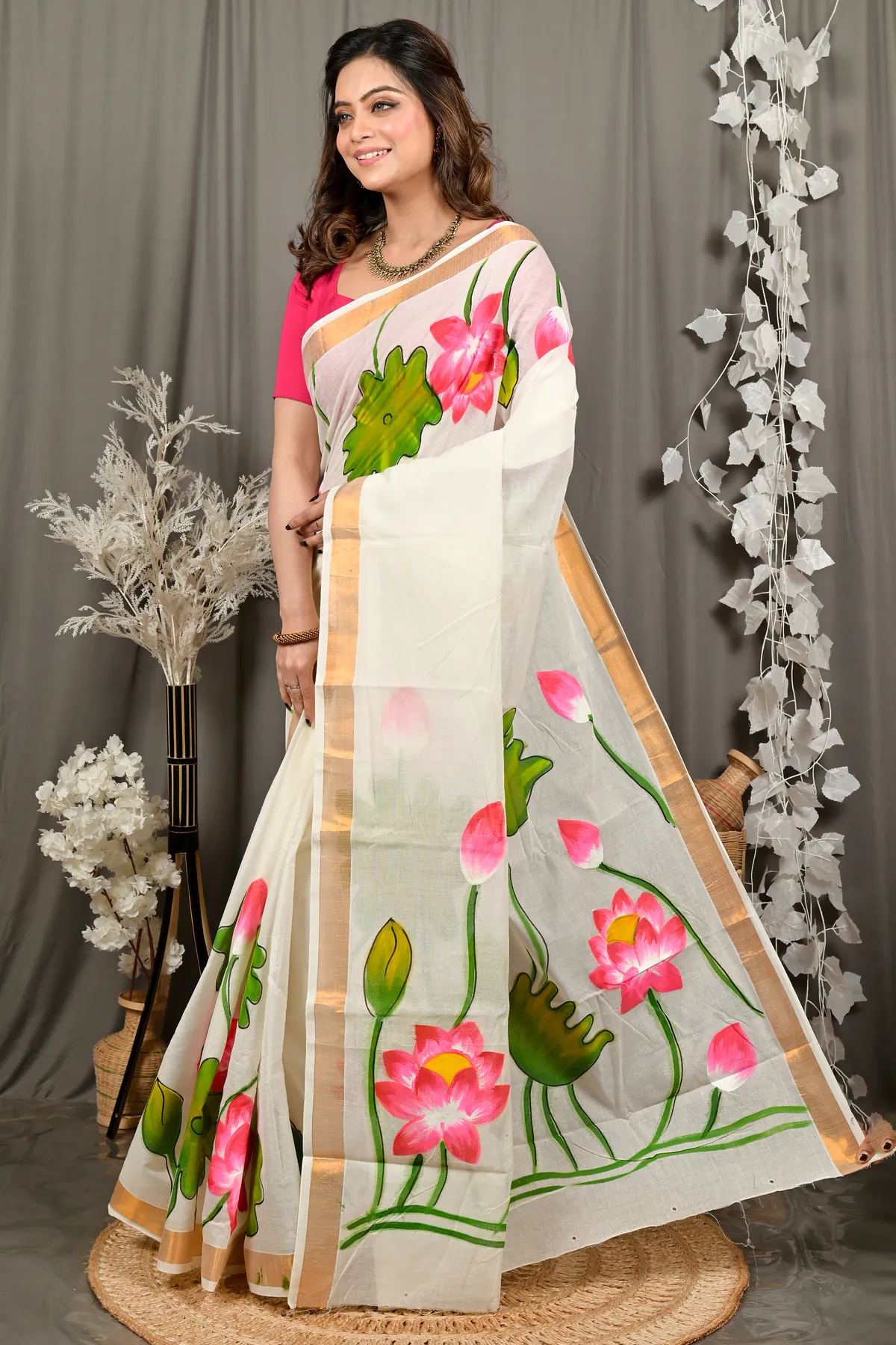 DipDiya Cotton Multi Color Hataka Classic Grace Hand Painted Sarees