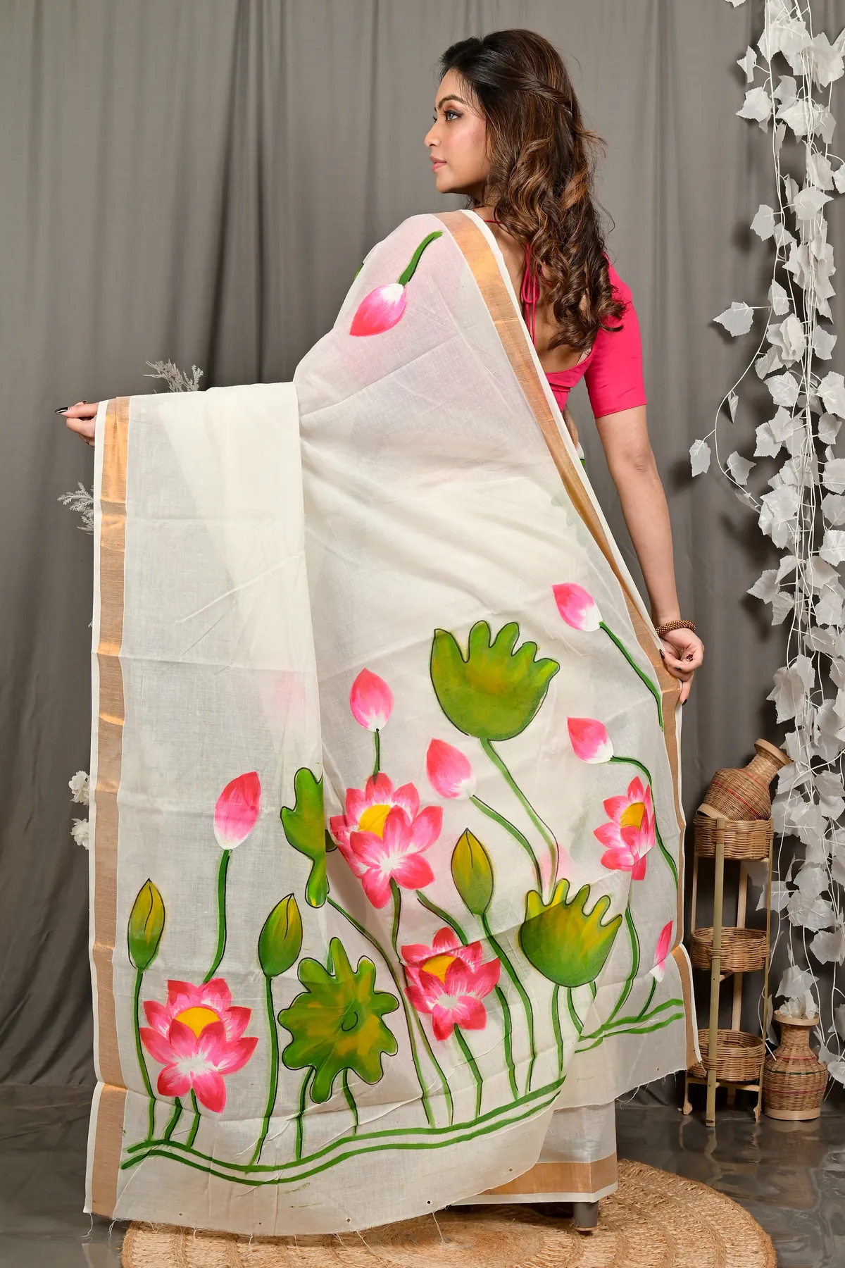 DipDiya Cotton Multi Color Hataka Classic Grace Hand Painted Sarees