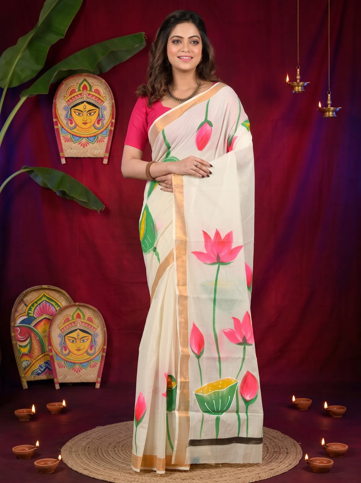 DipDiya Cotton Multi Color Hataka Classic Grace Hand Painted Sarees