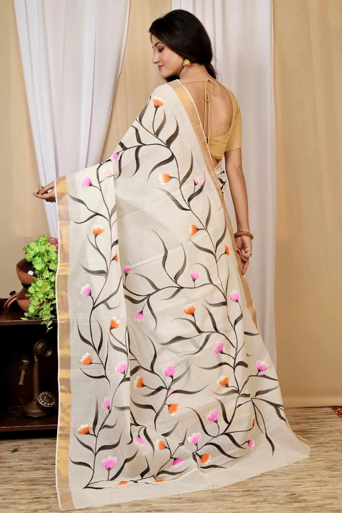 DipDiya Cotton Multi Color Hataka Classic Graces Hand Painted Sarees