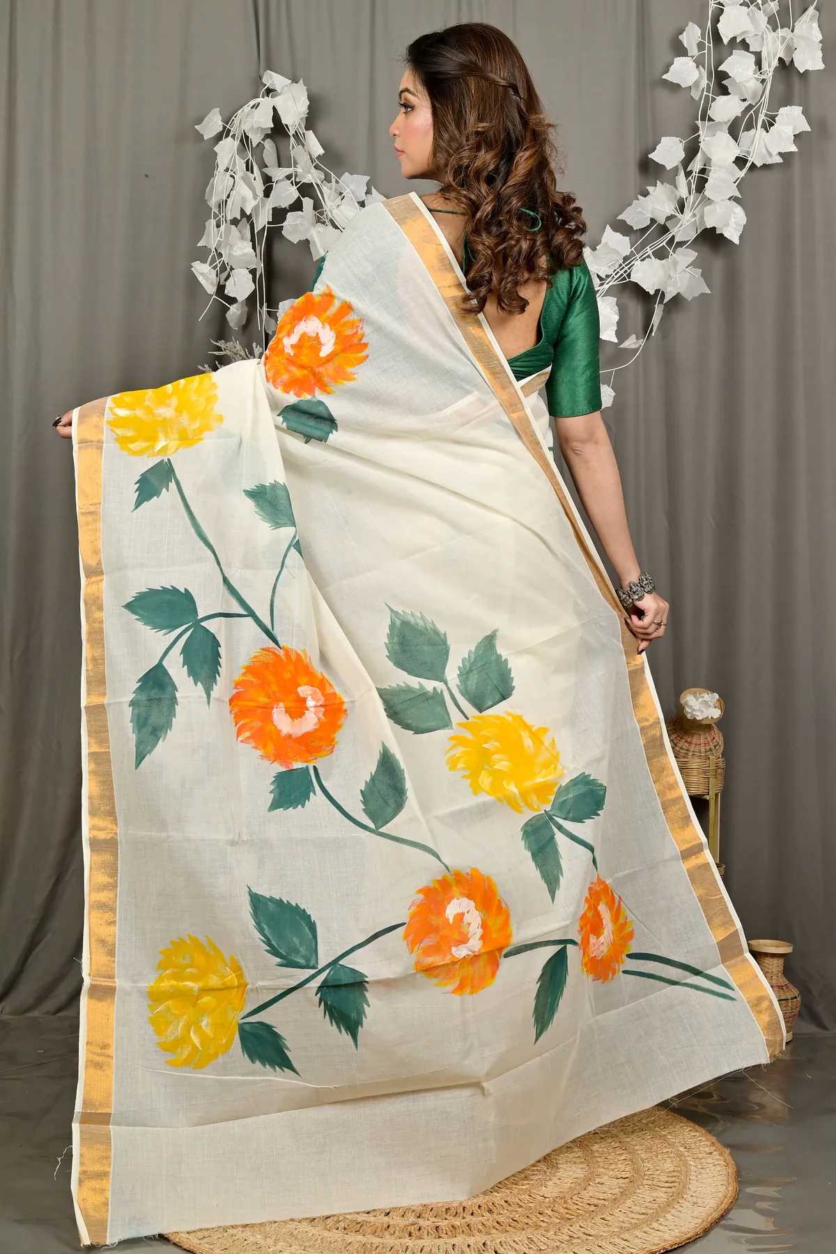 DipDiya Cotton Multi Color Hataka Woven by Hand Hand Painted Sarees
