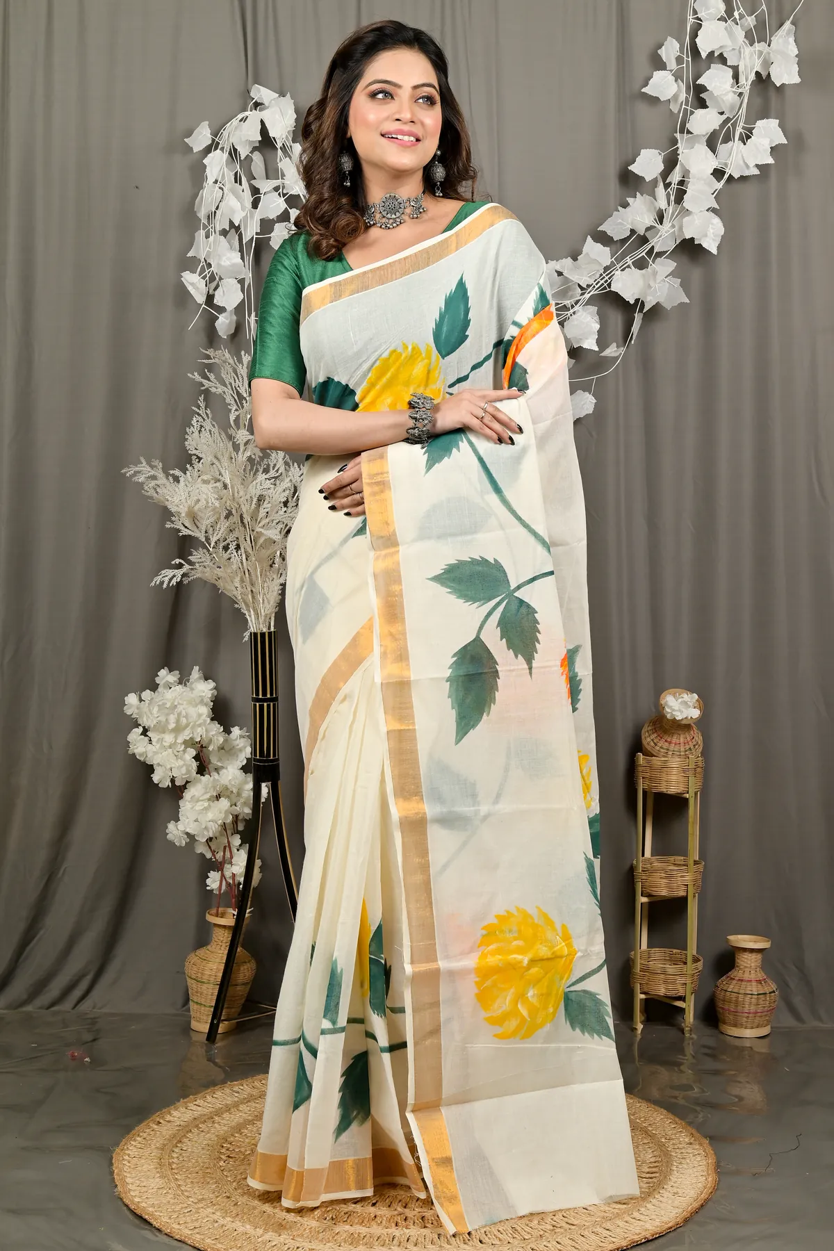 DipDiya Cotton Multi Color Hataka Woven by Hand Hand Painted Sarees