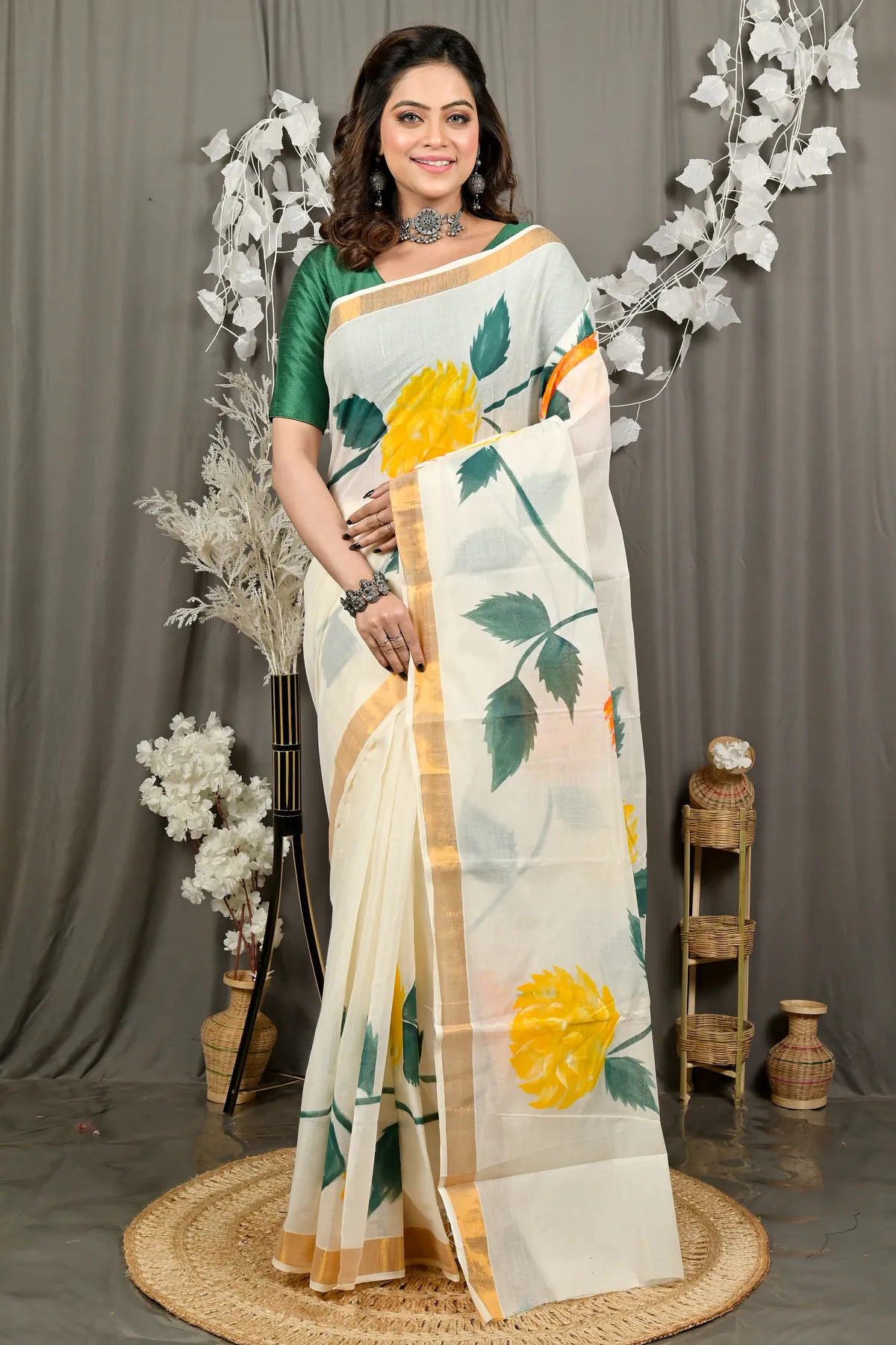 DipDiya Cotton Multi Color Hataka Woven by Hand Hand Painted Sarees