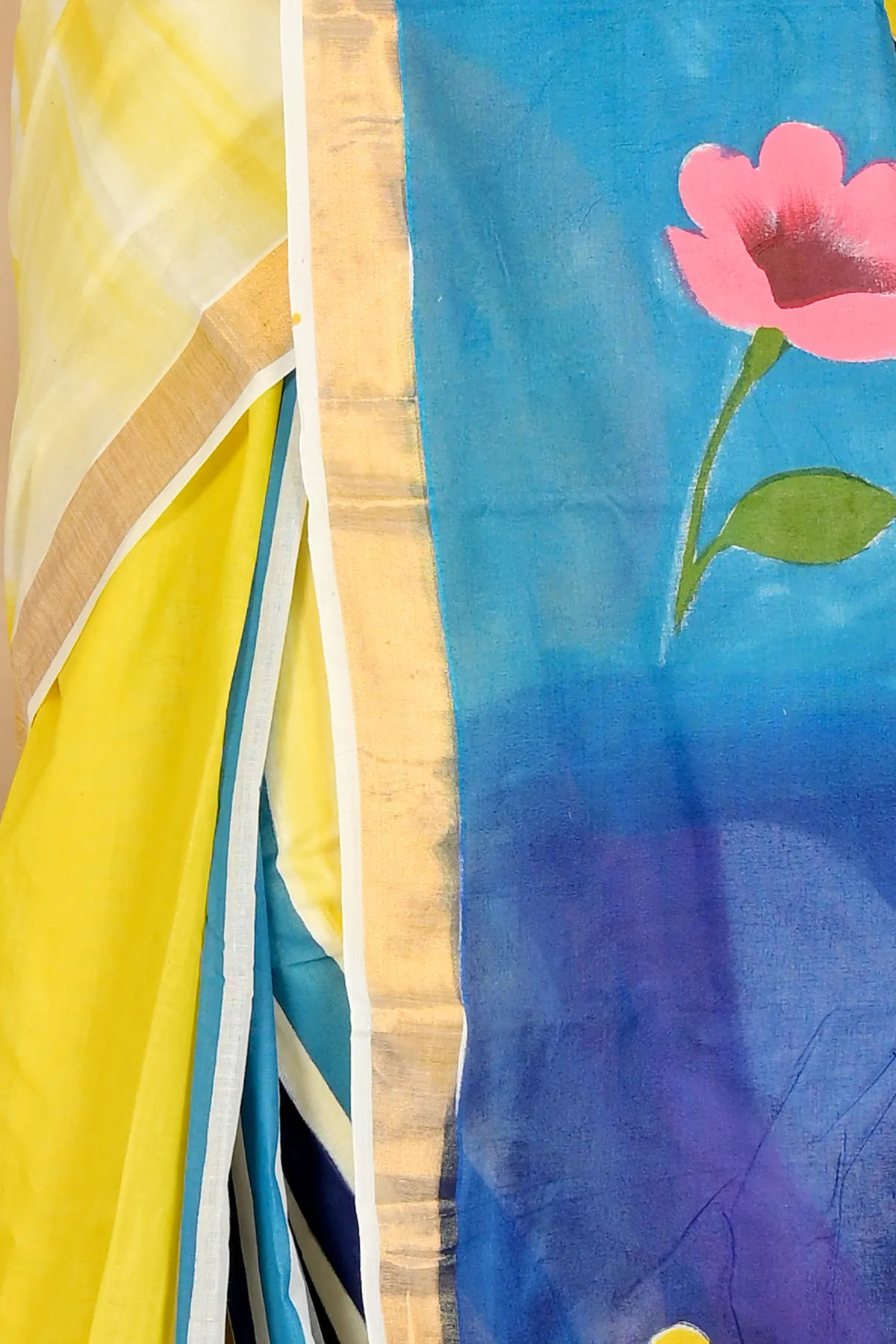 DipDiya Cotton Multi Color Hataka Woven by Hands Hand Painted Sarees