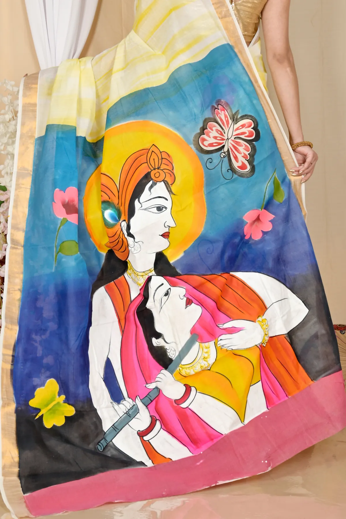 DipDiya Cotton Multi Color Hataka Woven by Hands Hand Painted Sarees