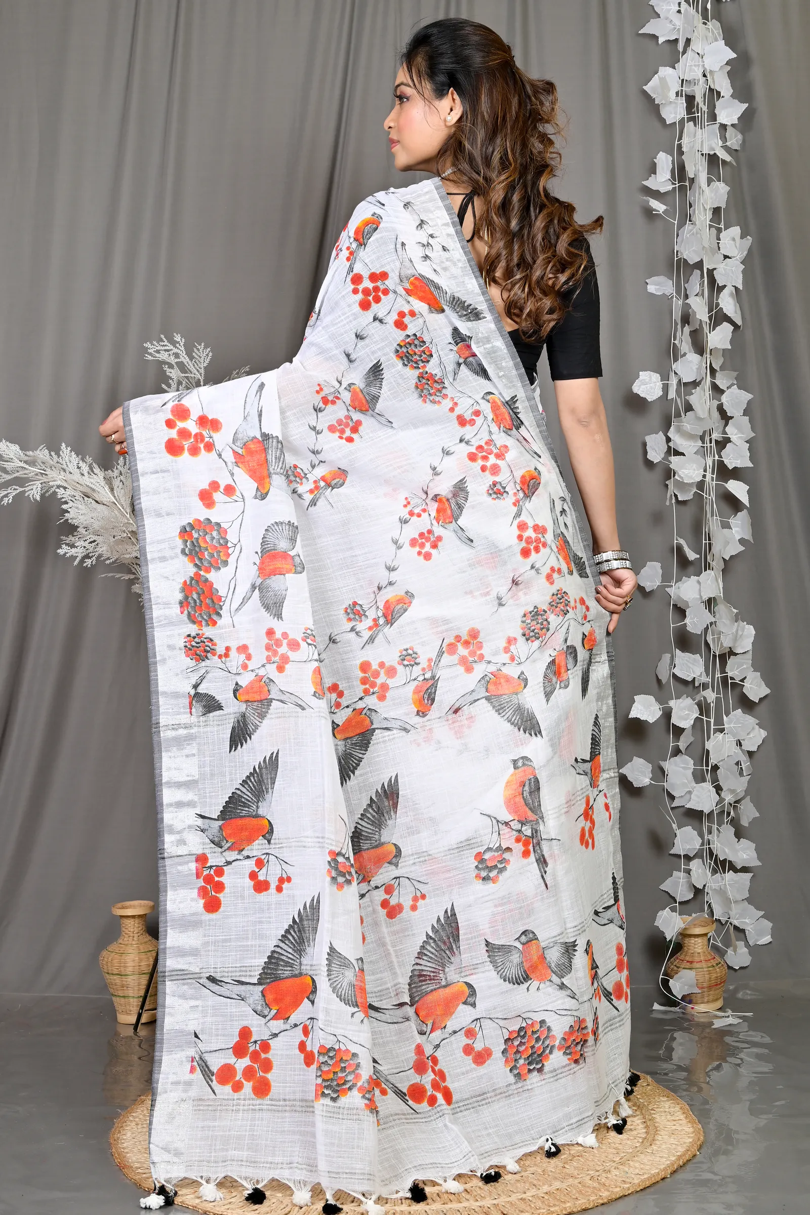 DipDiya Cotton Multi-Coloured Variti pritat Handloom Heritage Printed Handloom Sarees