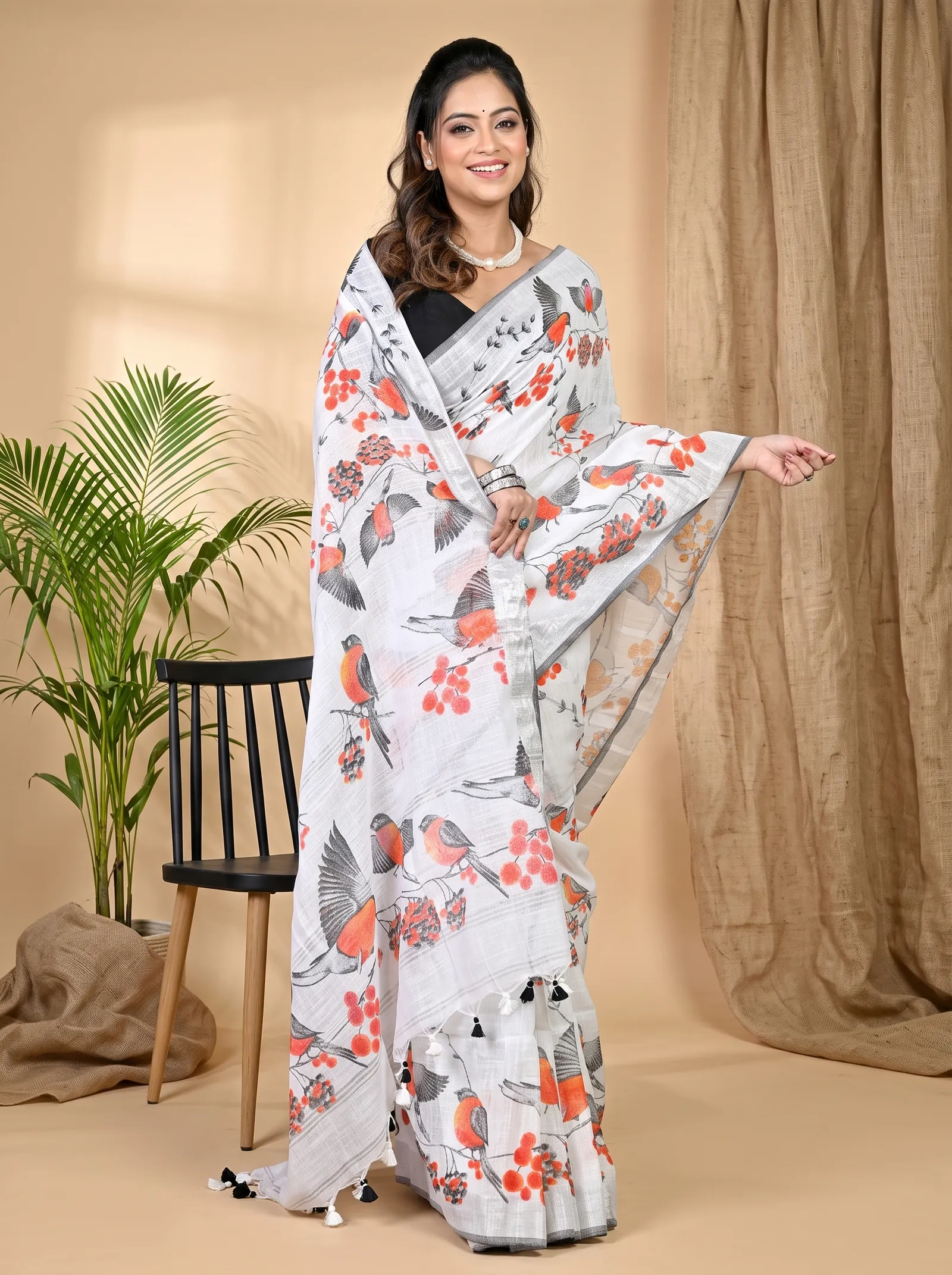DipDiya Cotton Multi-Coloured Variti pritat Handloom Heritage Printed Handloom Sarees