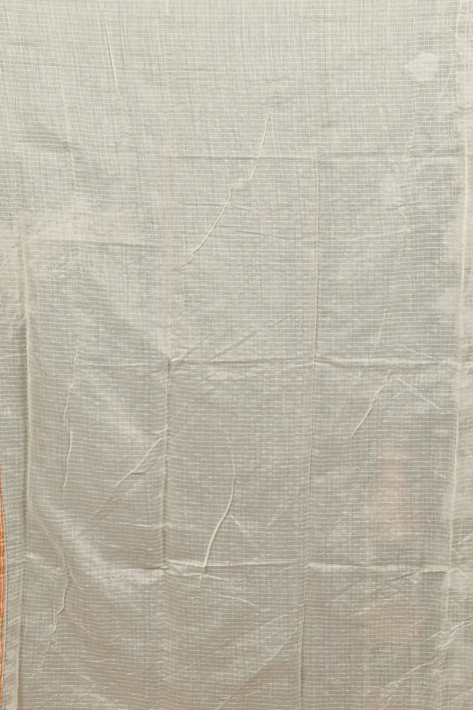 DipDiya Cotton Off White Orange Fivani Bengali Heritage Jamdani Sarees