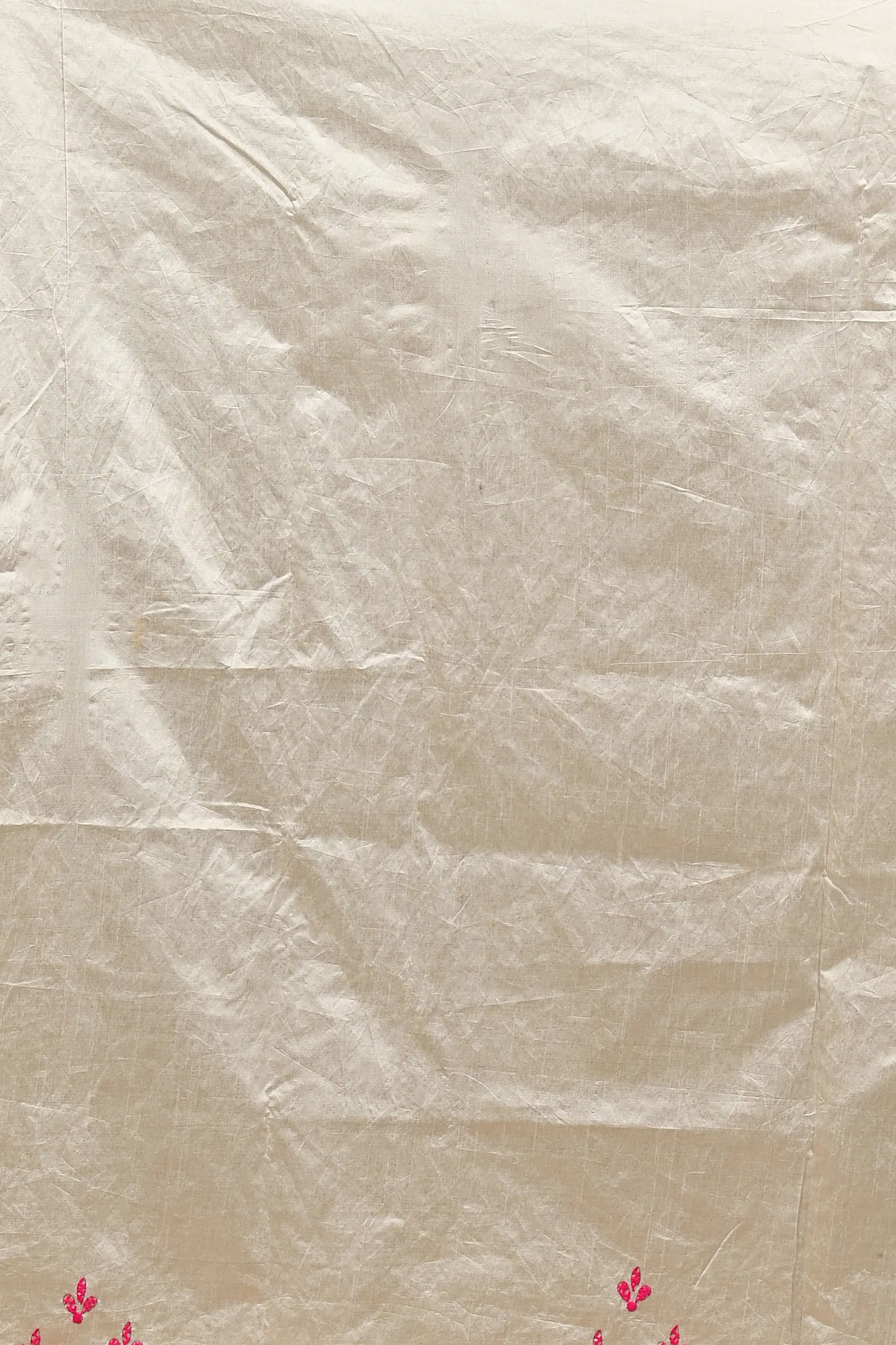 DipDiya Cotton Off White Pink Varitikath Traditional Bengali Kantha Stitch Sarees