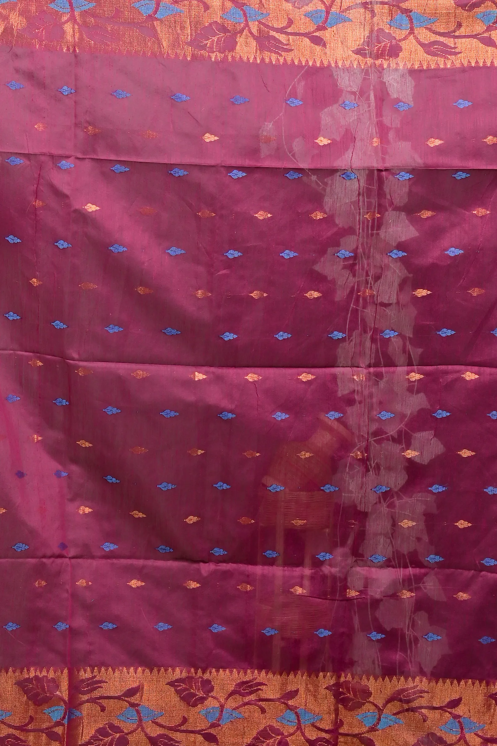 DipDiya Cotton Purpel Dipani Pure Bengali Grace Handloom Sarees