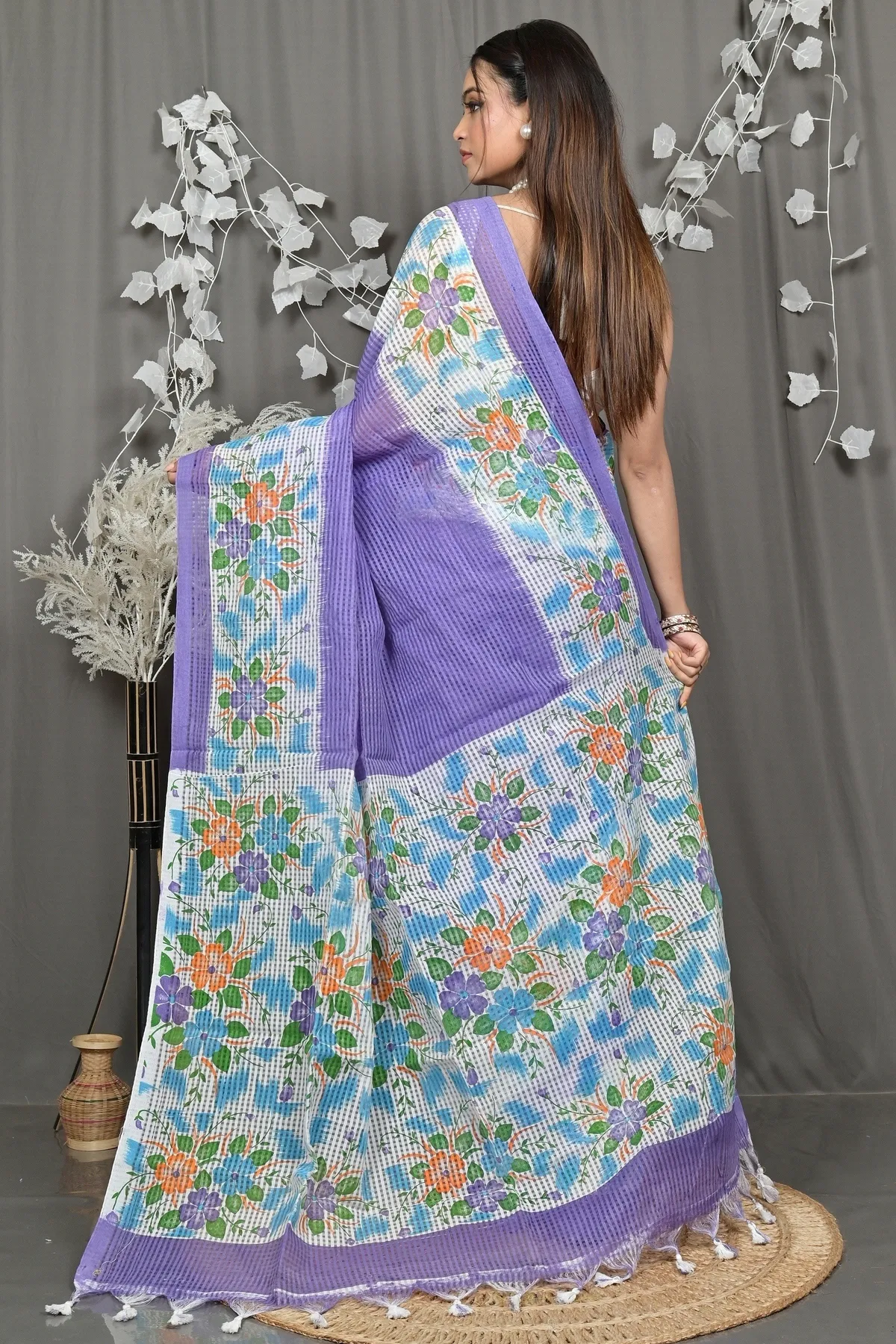 DipDiya Cotton Purpel Soupon Heritage of Bengali Kota Fabric Sarees