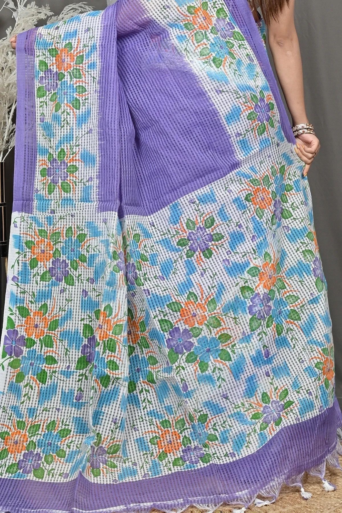 DipDiya Cotton Purpel Soupon Heritage of Bengali Kota Fabric Sarees