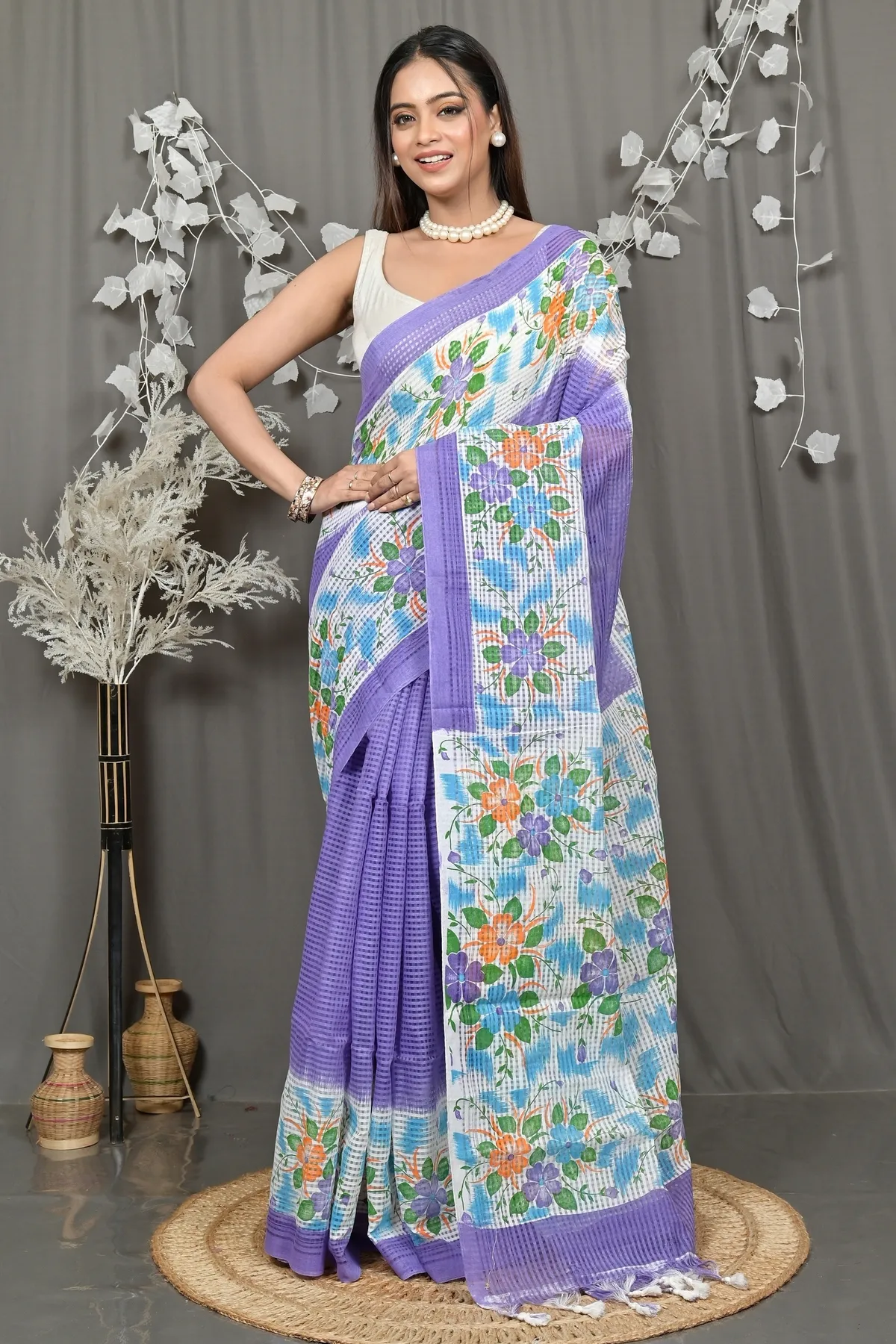 DipDiya Cotton Purpel Soupon Heritage of Bengali Kota Fabric Sarees