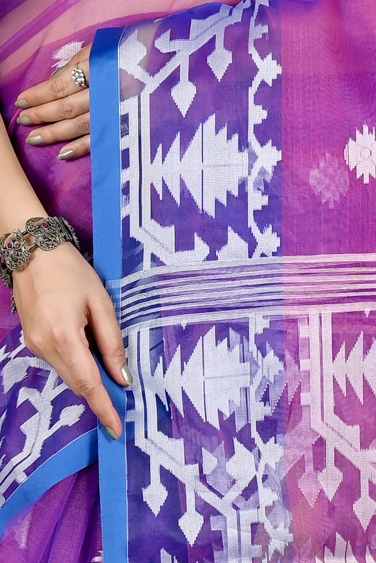 DipDiya Cotton Purple Monimal Essence of Bengal Muslin sarees