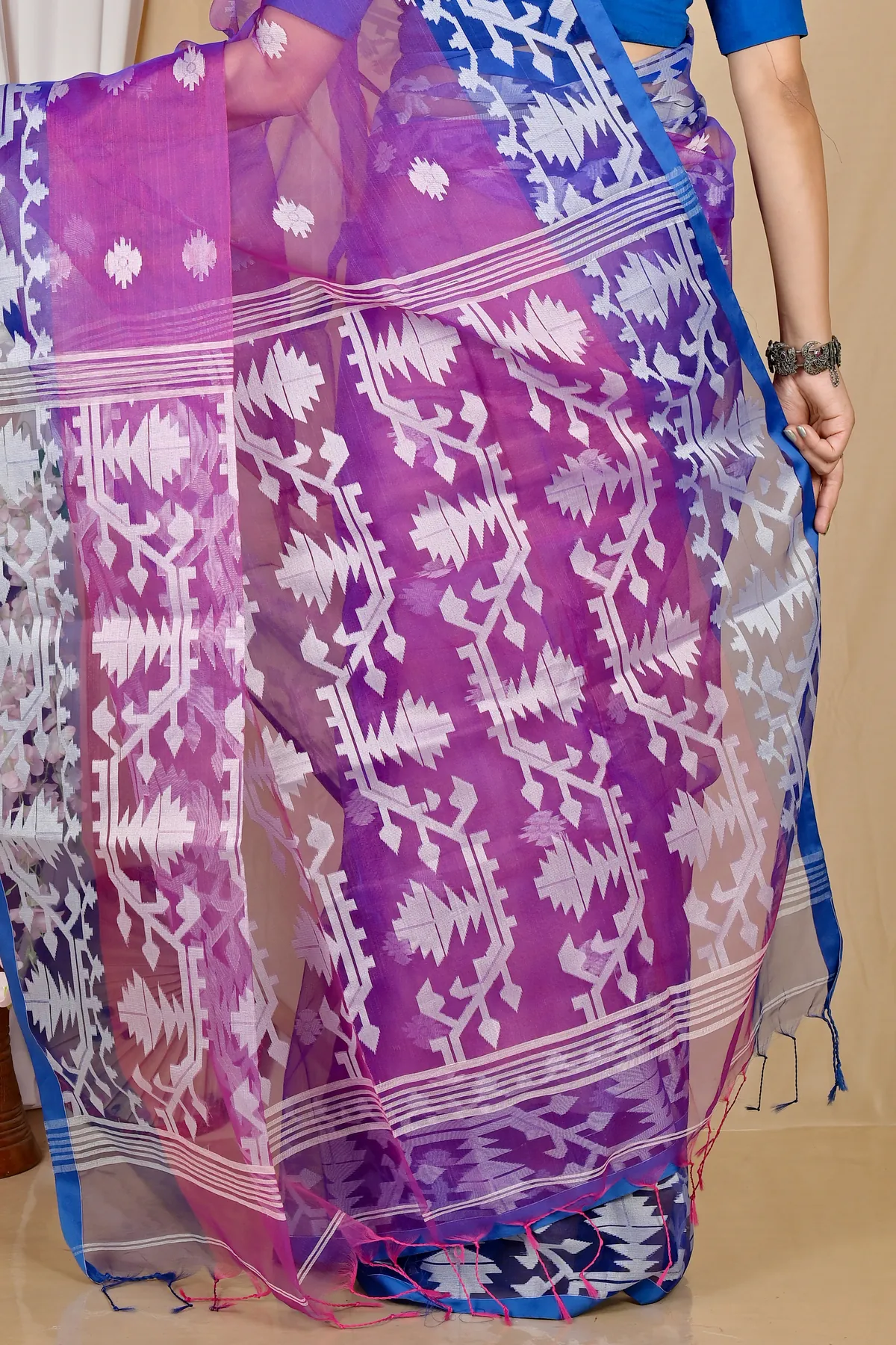DipDiya Cotton Purple Monimal Essence of Bengal Muslin sarees