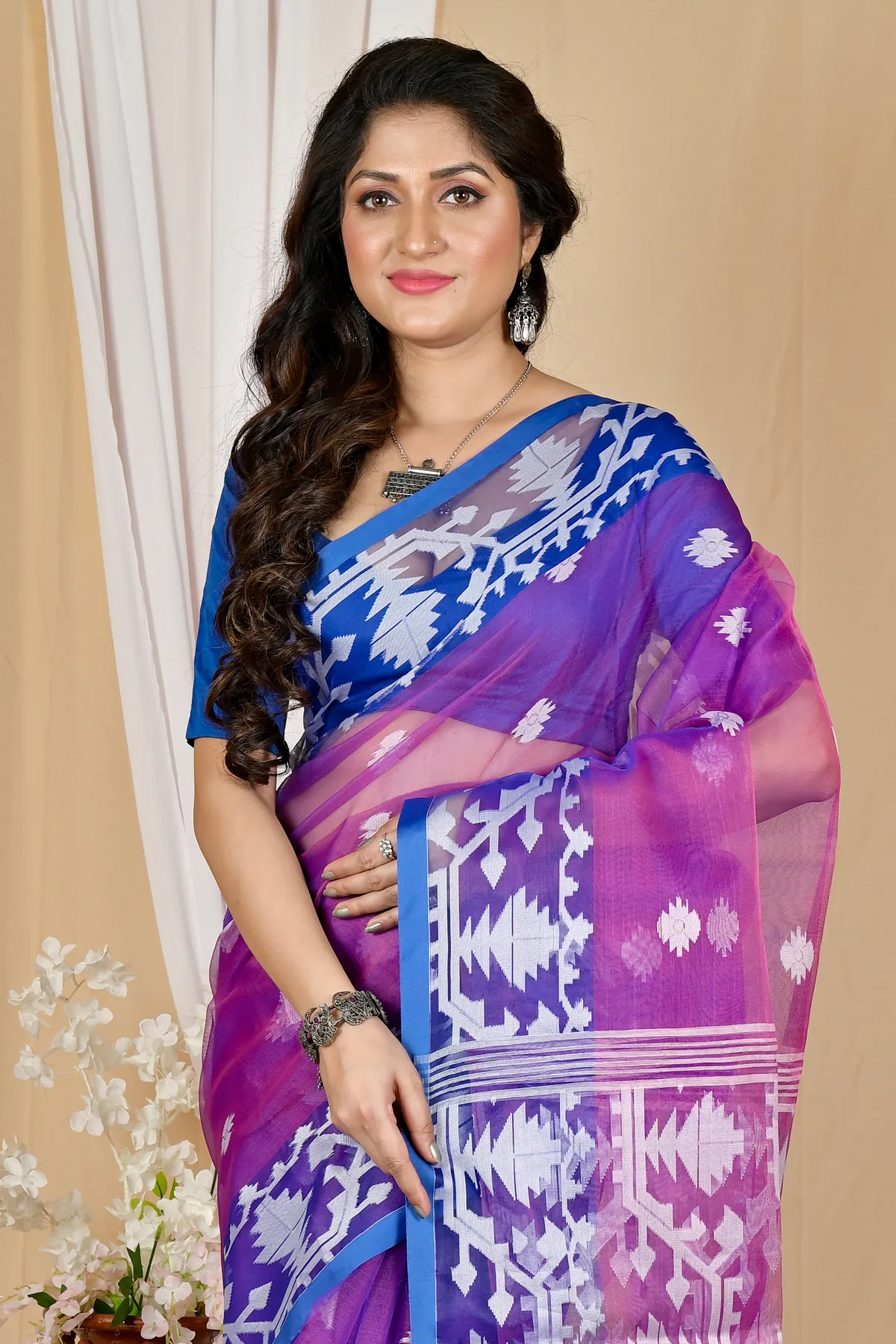 DipDiya Cotton Purple Monimal Essence of Bengal Muslin sarees