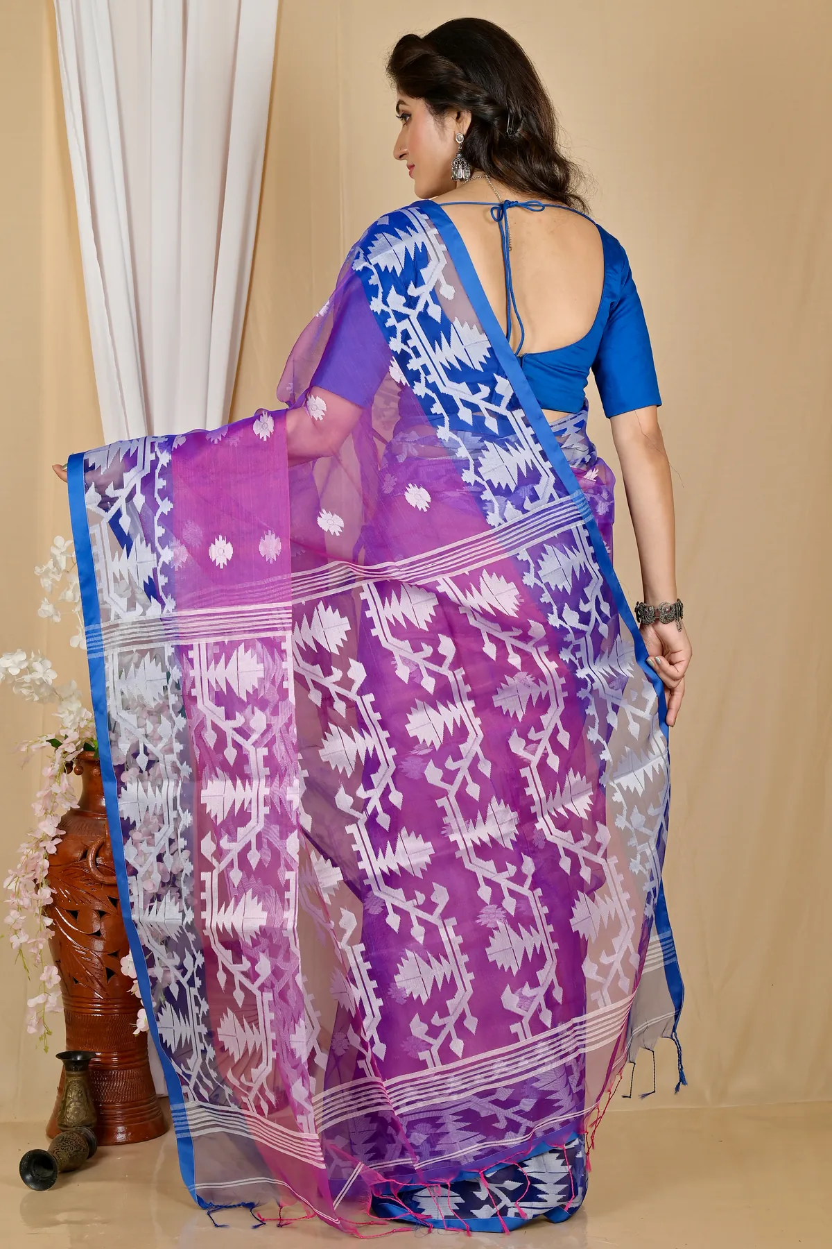 DipDiya Cotton Purple Monimal Essence of Bengal Muslin sarees
