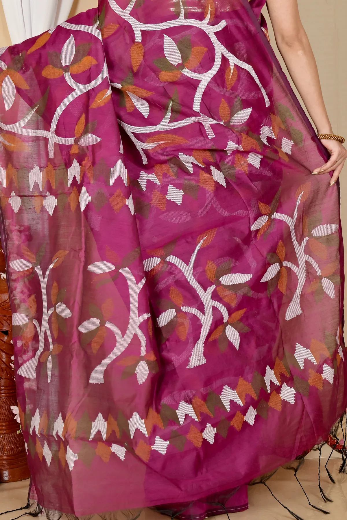 DipDiya Cotton Purple Naren Woven by Hand Handloom Sarees